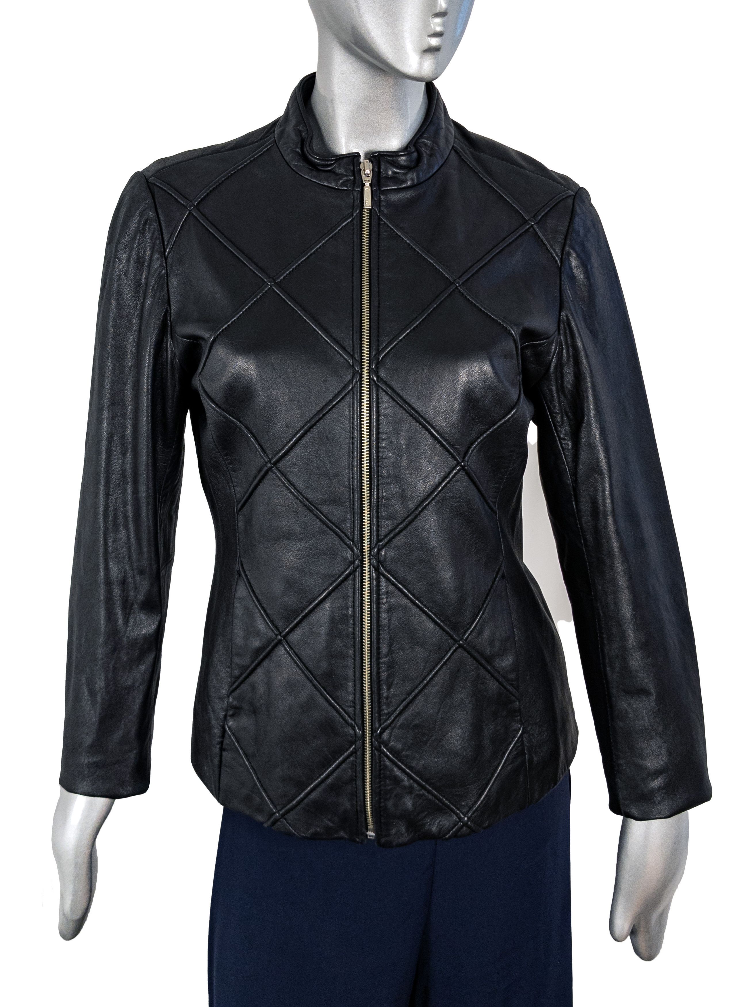 Mossimo Y2K Mossimo black women's leather jacket burgundy lining Size S / US 4 / IT 40 - 7 Thumbnail