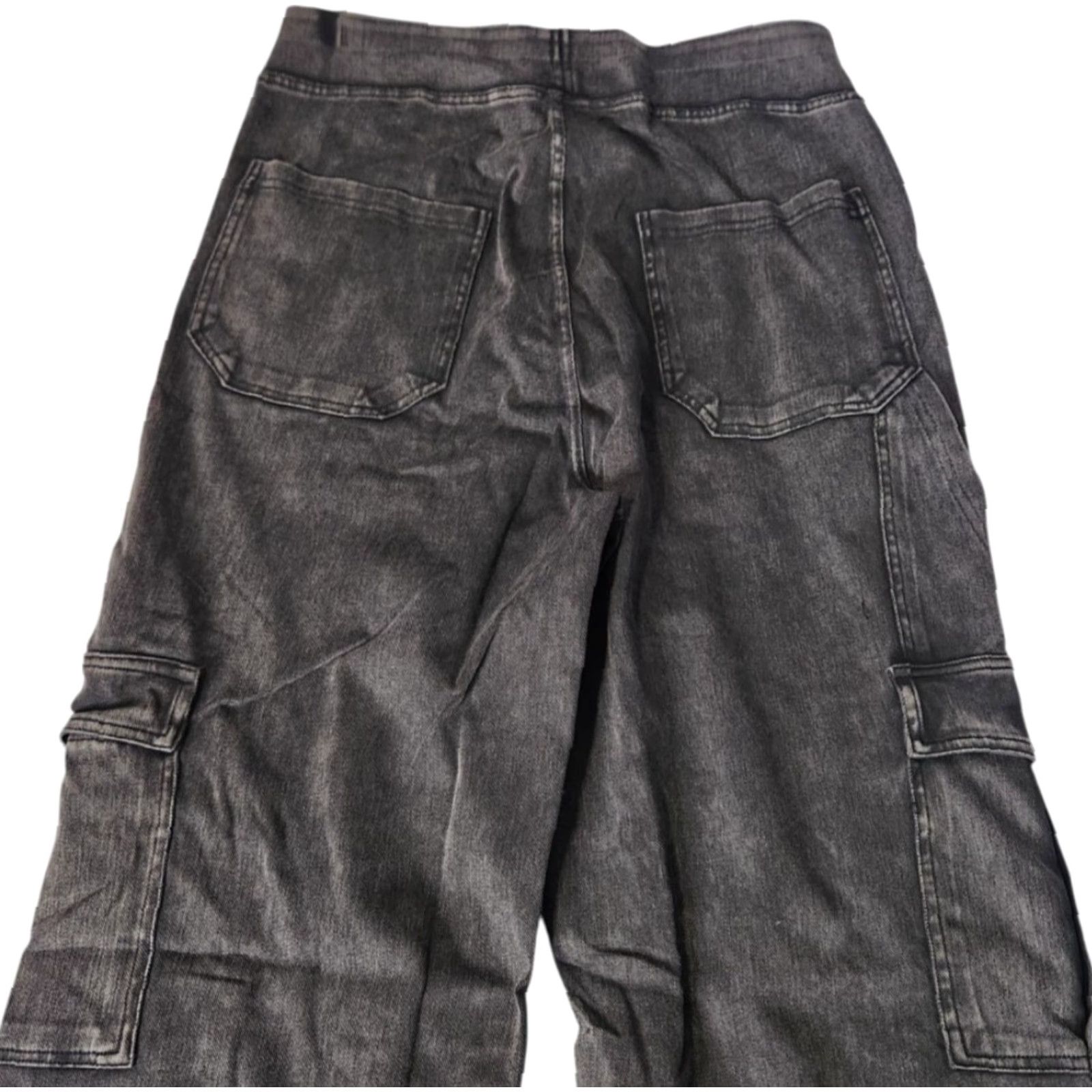 Vintage Halara Pants Cargo Jeans Denim Pant Women S Black Pockets Elastic Waist Straight Leg Mid Rise Size 28" / US 6 / IT 42 - 4 Thumbnail