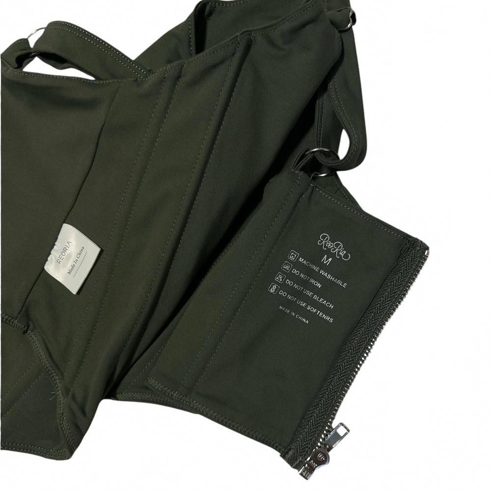 Designer Olive Green Corset zip up Top Size M / US 6-8 / IT 42-44 - 3 Thumbnail