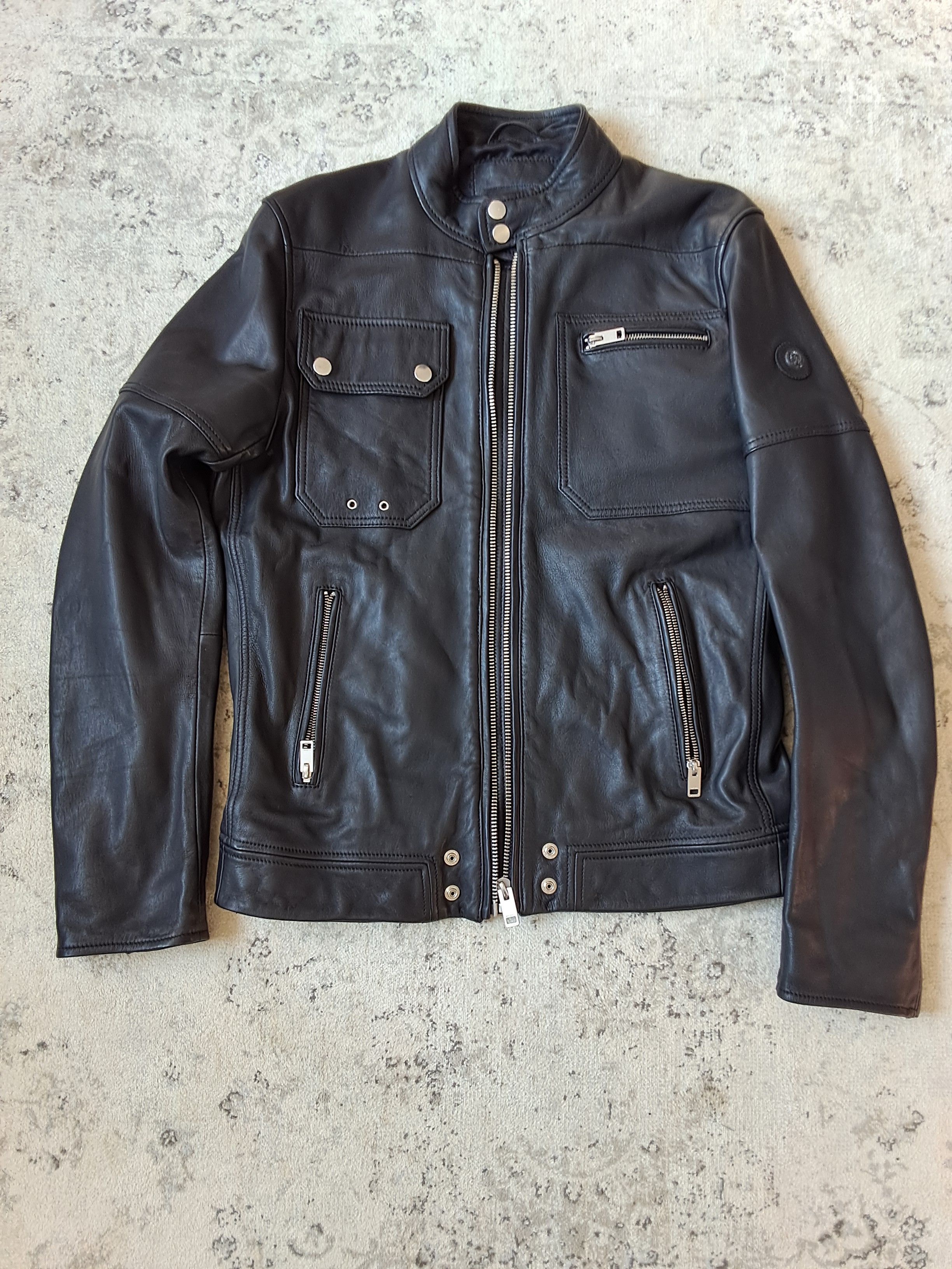 Diesel Diesel Lambskin Leather Biker Jacket Red Sleeve Lining Size US L / EU 52-54 / 3 - 1 Thumbnail