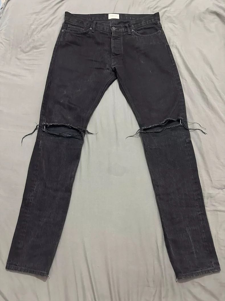 Fear of God Fear of God 4th Black Distressed Denim Jeans Size US 33 - 1 Thumbnail