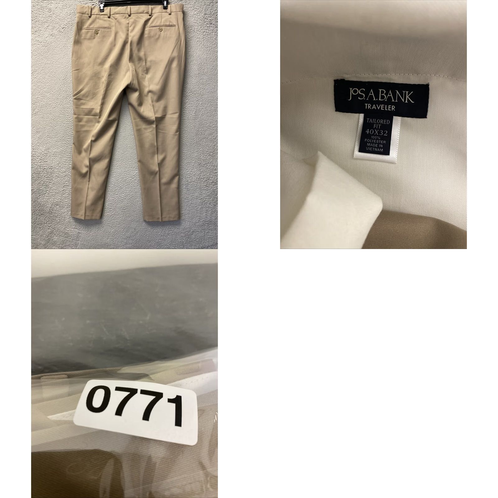 Vintage JOS A BANK Pants Mens 38x32 Khaki Travelers Collection Tailored Fit Dress Pants Comfort Belt Wrinkle Resistant Casual Business Straight Leg Adult Mens Size US 38 / EU 54 - 8 Thumbnail