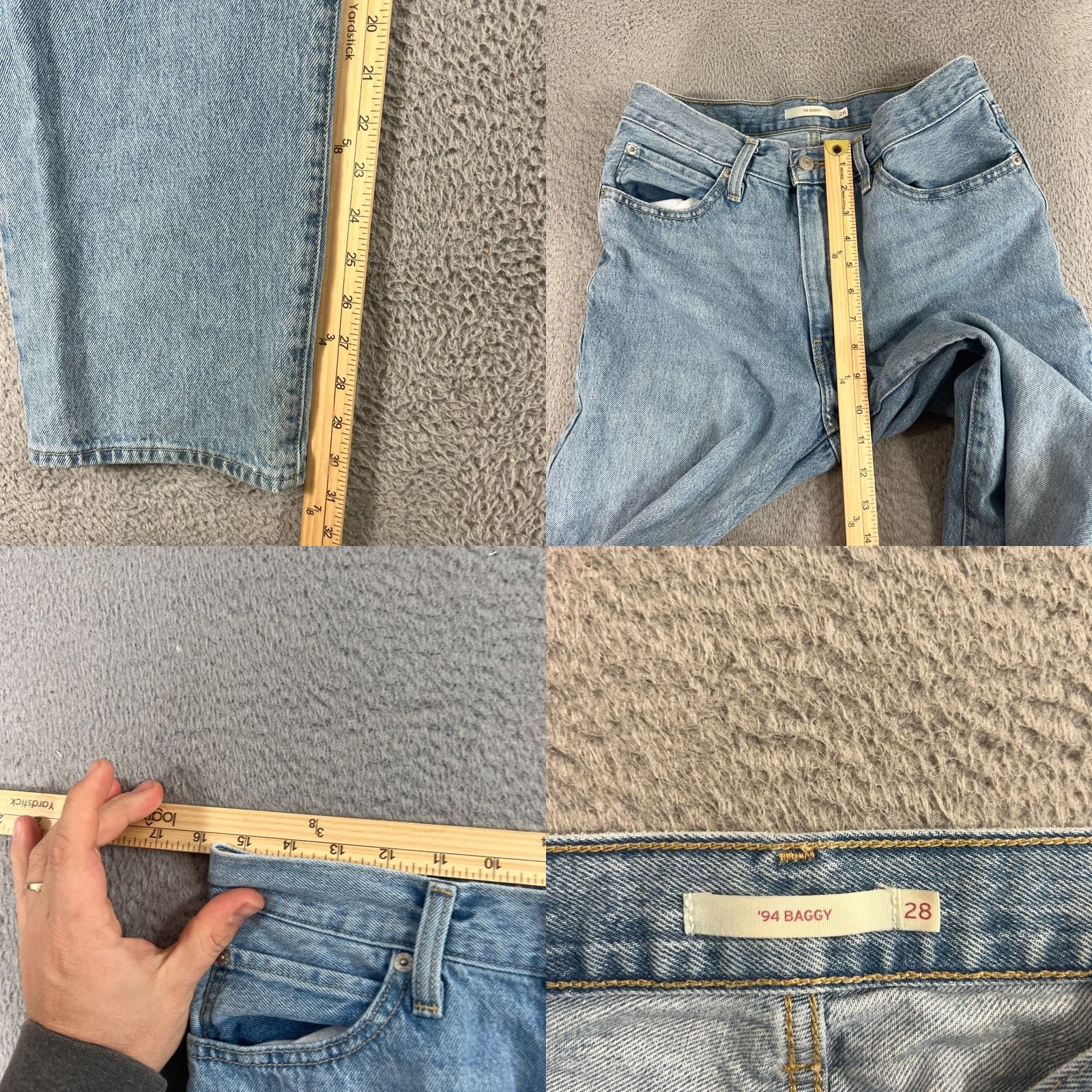 Levi's Levis 94 Baggy Jeans 28 Light Wash 90s Y2K Streetwear Womens Size 28" / US 6 / IT 42 - 8 Thumbnail