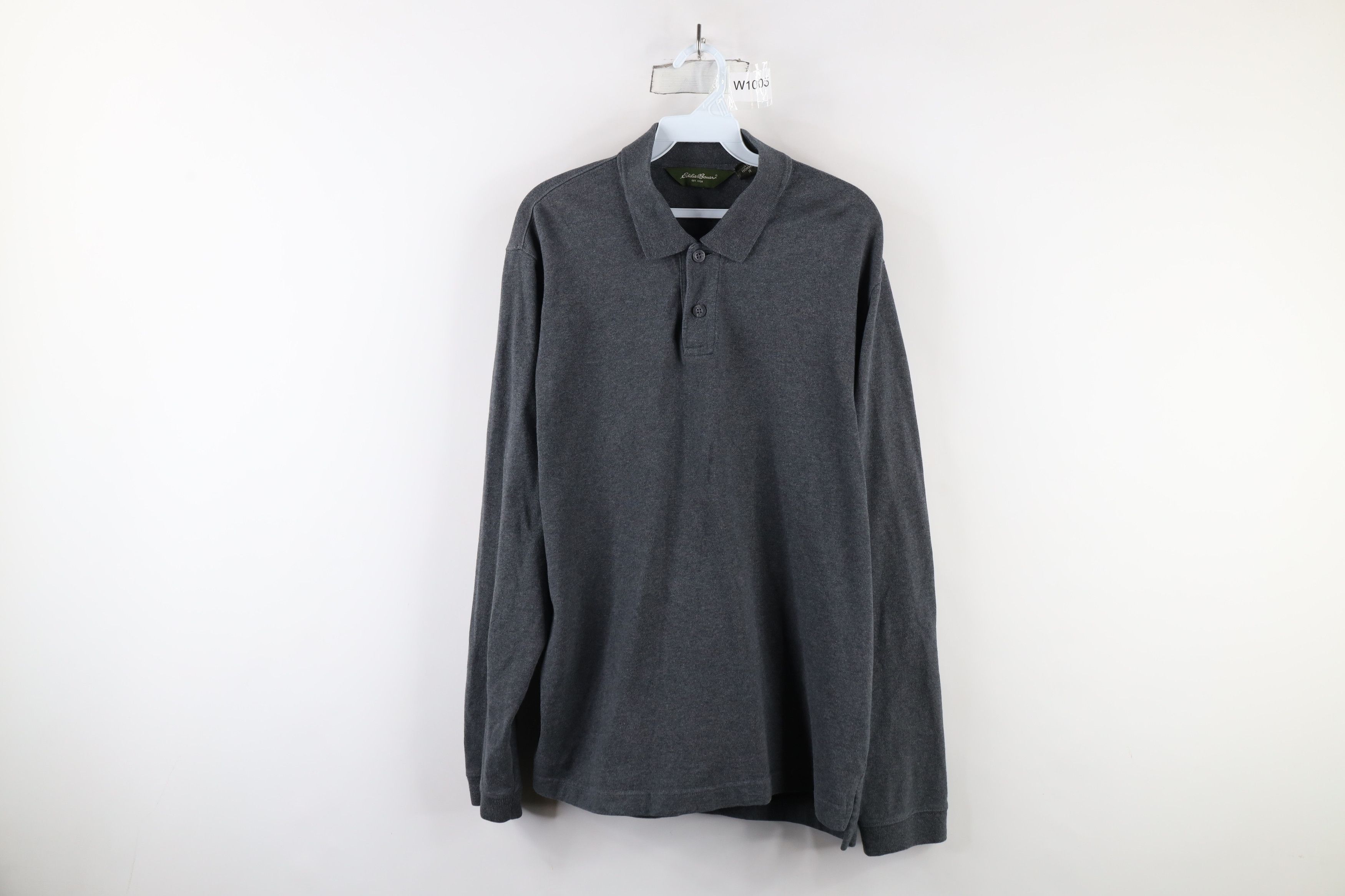 Eddie Bauer × Vintage Vintage 90s Eddie Bauer Long Sleeve Collared Rugby Polo Gray Size US M / EU 48-50 / 2 - 1 Thumbnail