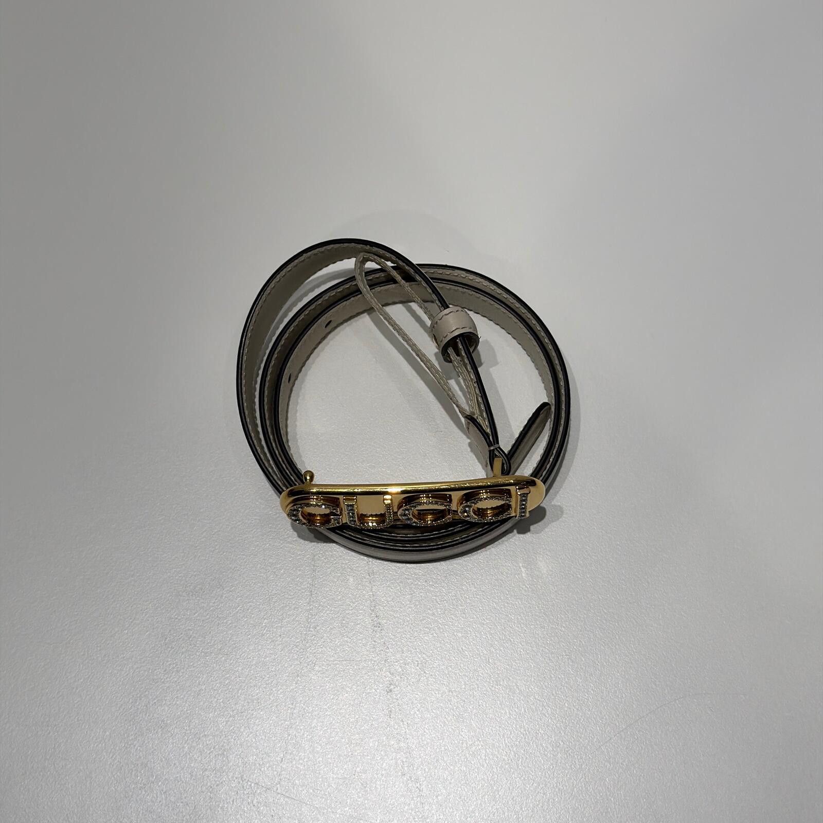 Gucci Gucci Calfskin Crystal Logo Thin Belt Size ONE SIZE - 3 Thumbnail