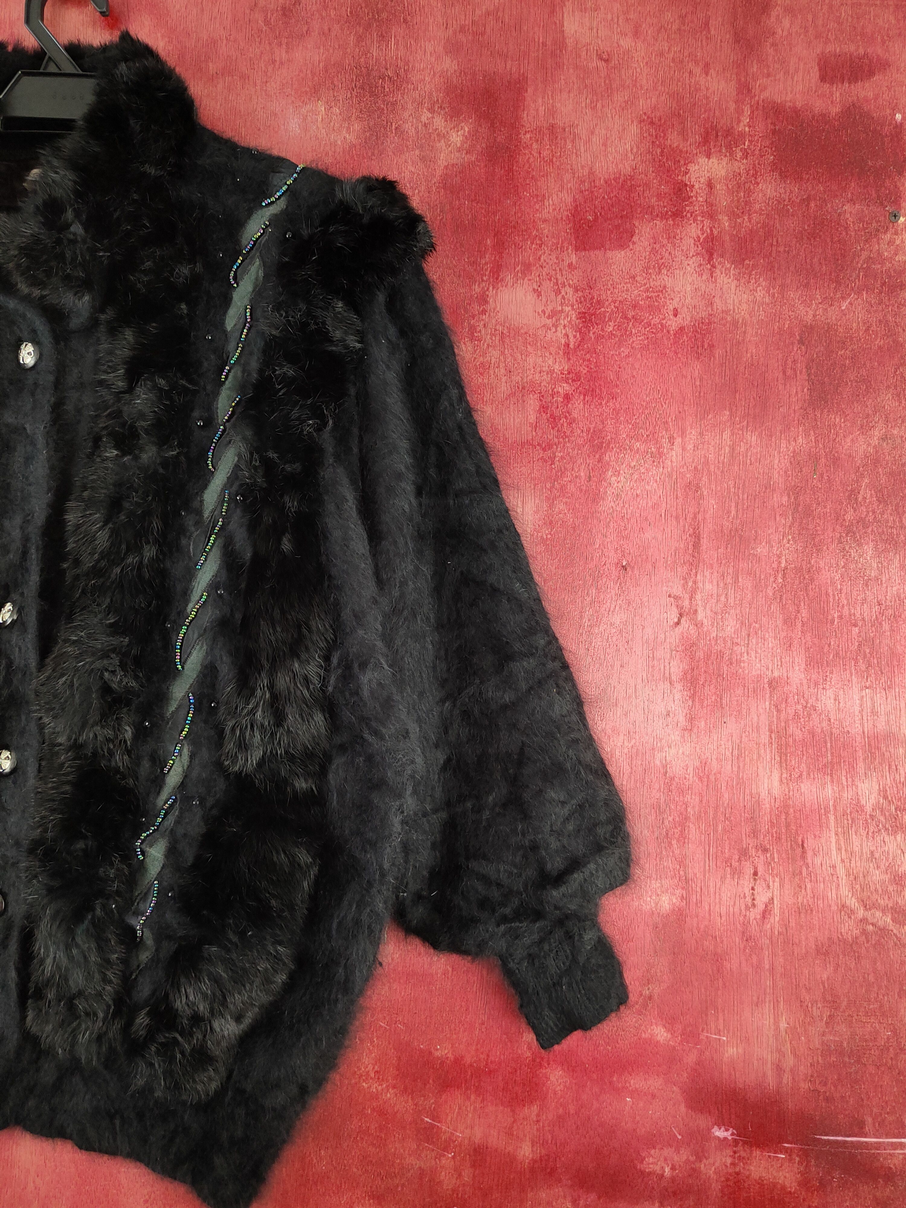 Homespun Knitwear Caratte Black Shag Shaggy Fur Mohair Jackets #S2040 Size L / US 10 / IT 46 - 5 Thumbnail