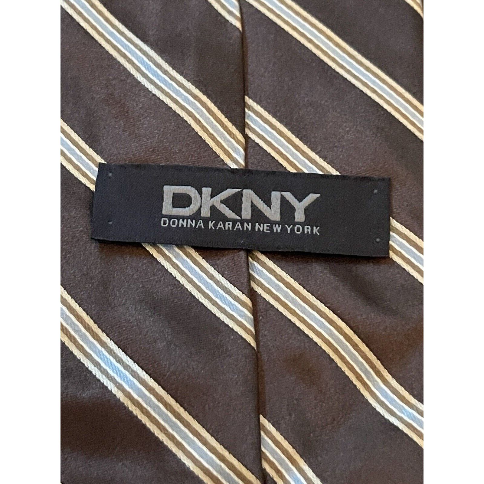 DKNY Dkny Brown Blue 100% Silk Men’s Neck Tie Made In USA Size ONE SIZE - 8 Thumbnail
