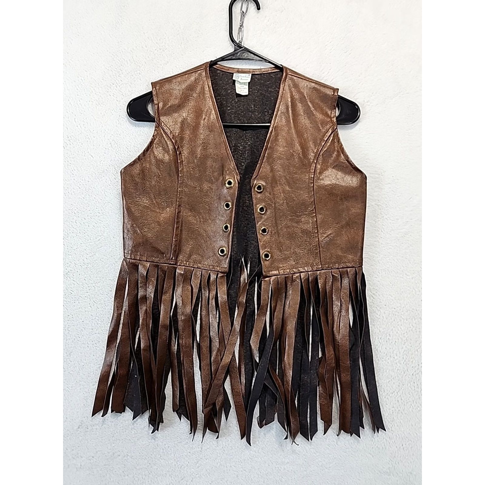 Vintage VINTAGE Carole Evans Penneys Vest Western Fringe Short Brown Faux Leather 12 Women Mens? Size XL / US 12-14 / IT 48-50 - 3 Thumbnail