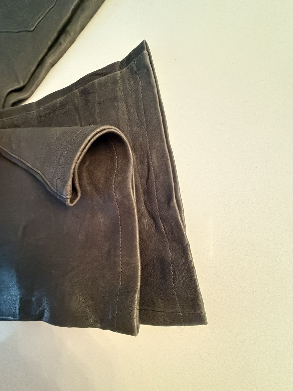 Paige PAIGE Genuine Leather Men's Pants Dark Gray, Textured Finish Size US 32 / EU 48 - 3 Thumbnail
