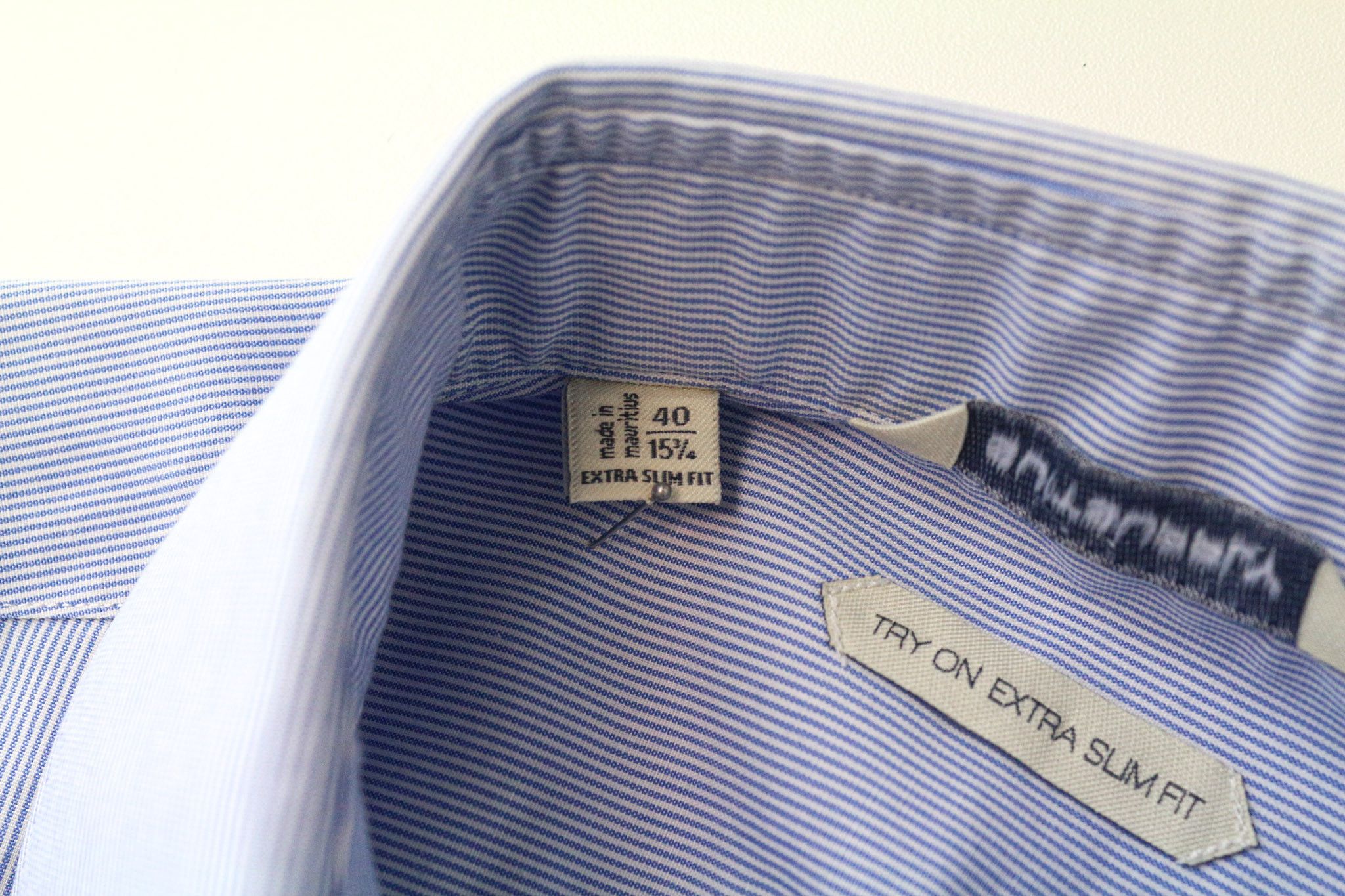 Suitsupply 40/15 3/4 Extra Slim Blue Cotton Striped Shirt 79047 Size 40R - 5 Thumbnail