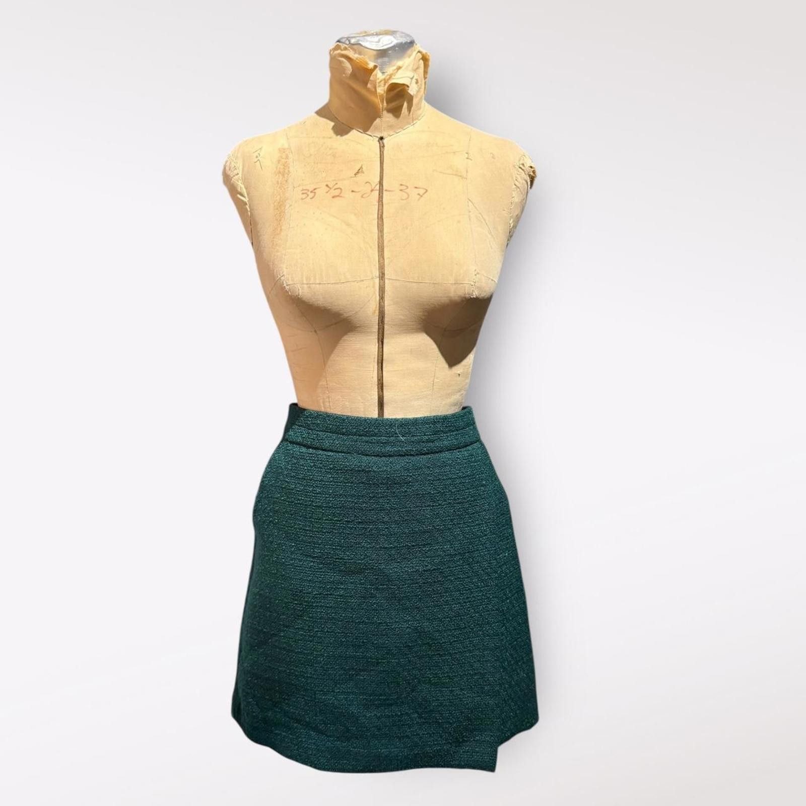 Karl Lagerfeld Karl Lagerfeld Women's Green Tweed Wool Skirt Size 10 Size 32" / US 10 / IT 46 - 1 Thumbnail