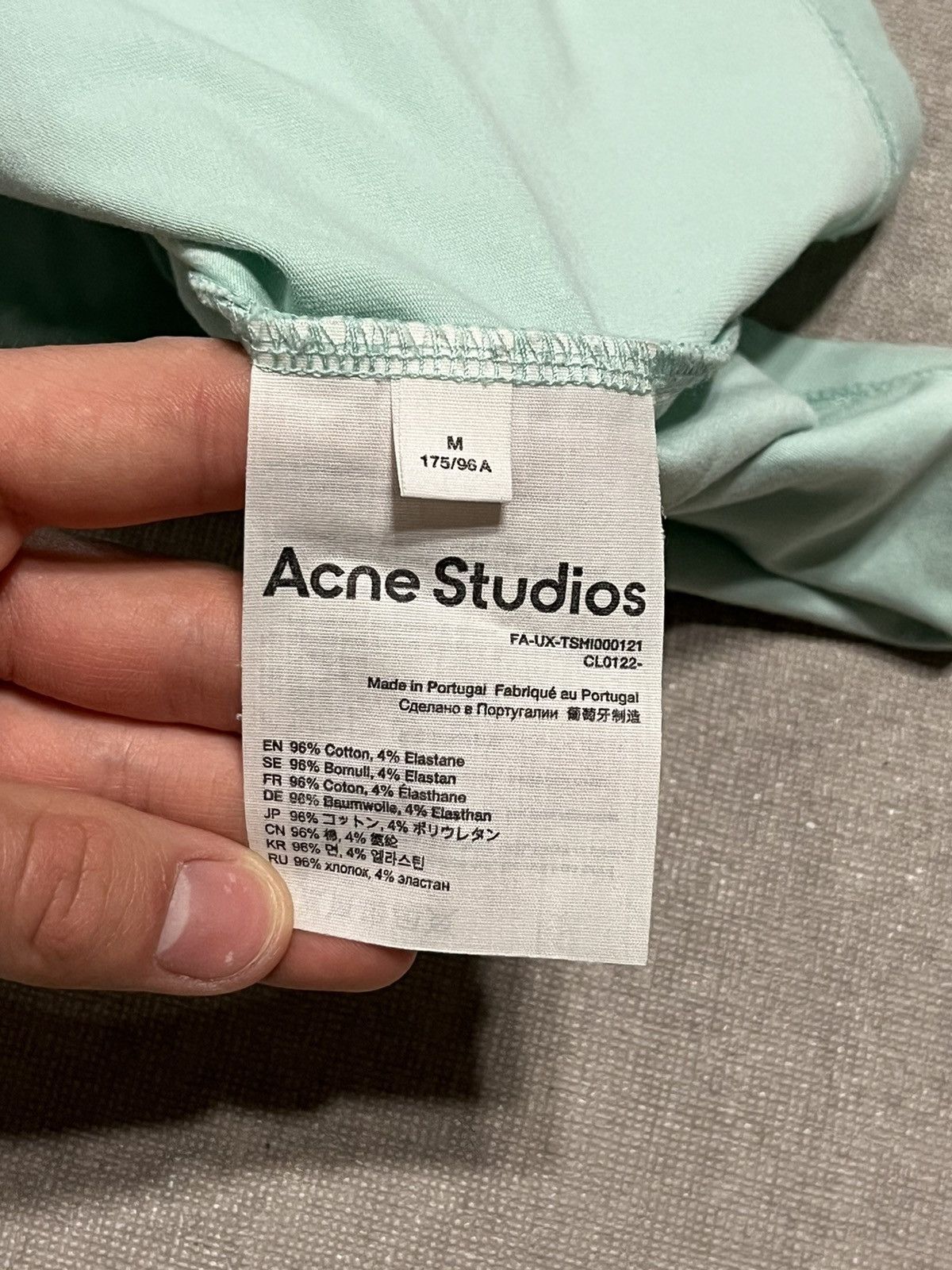 Acne Studios Acne Studios Mens T Shirt Mint Big Logo Crew Neck Tee Size M Size US M / EU 48-50 / 2 - 9 Thumbnail