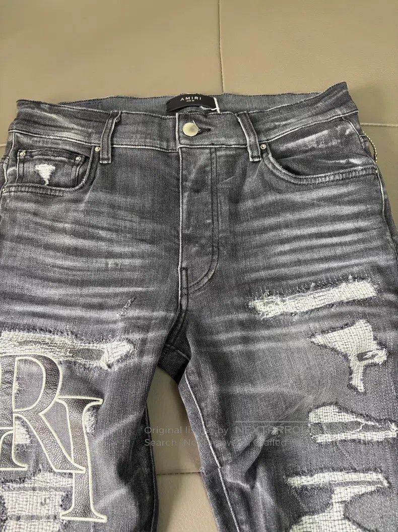 Amiri Amiri Size 32 Leather-paneled stretch jeans size 32 Size US 32 / EU 48 - 4 Thumbnail