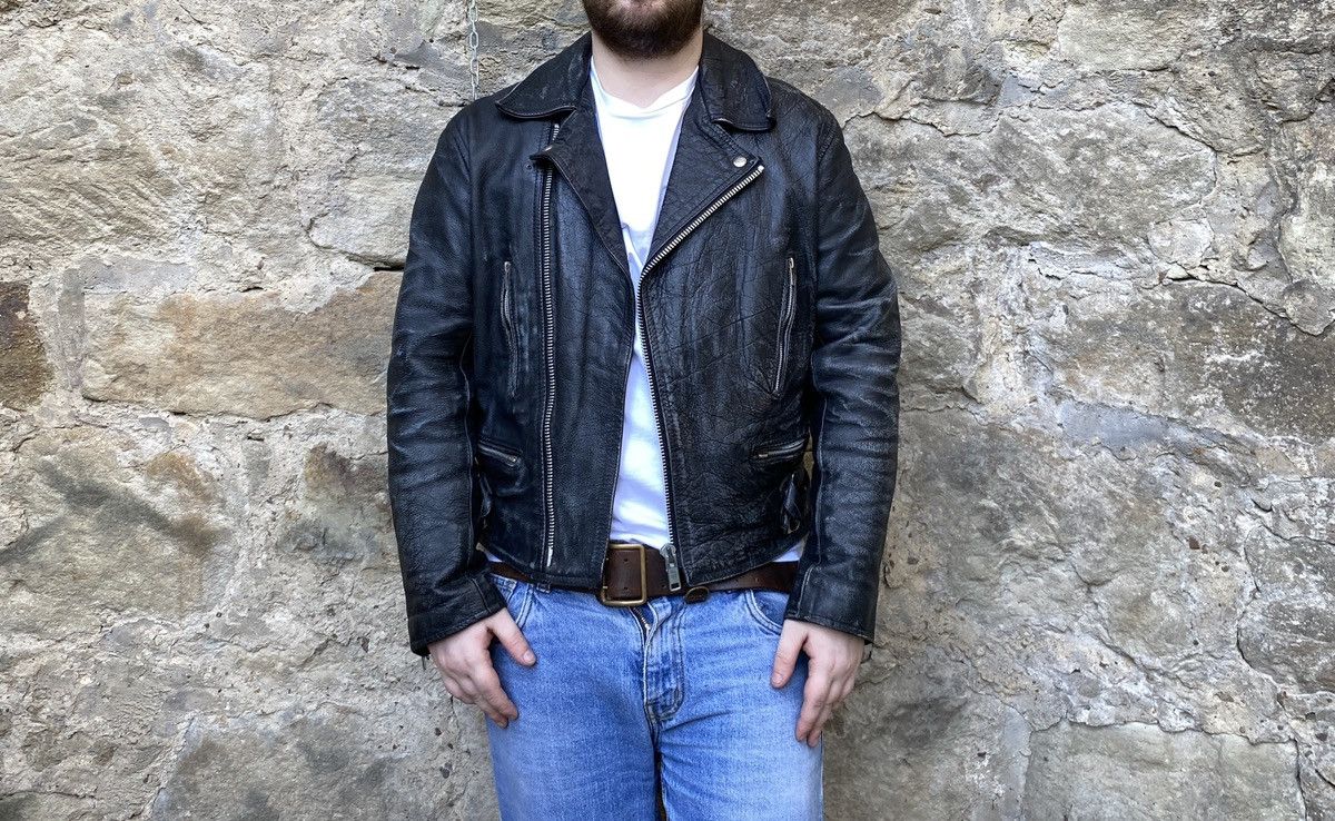 Vintage Vintage 80s Distressed Punk Lightning Leather Biker Jacket Size US L / EU 52-54 / 3 - 4 Thumbnail