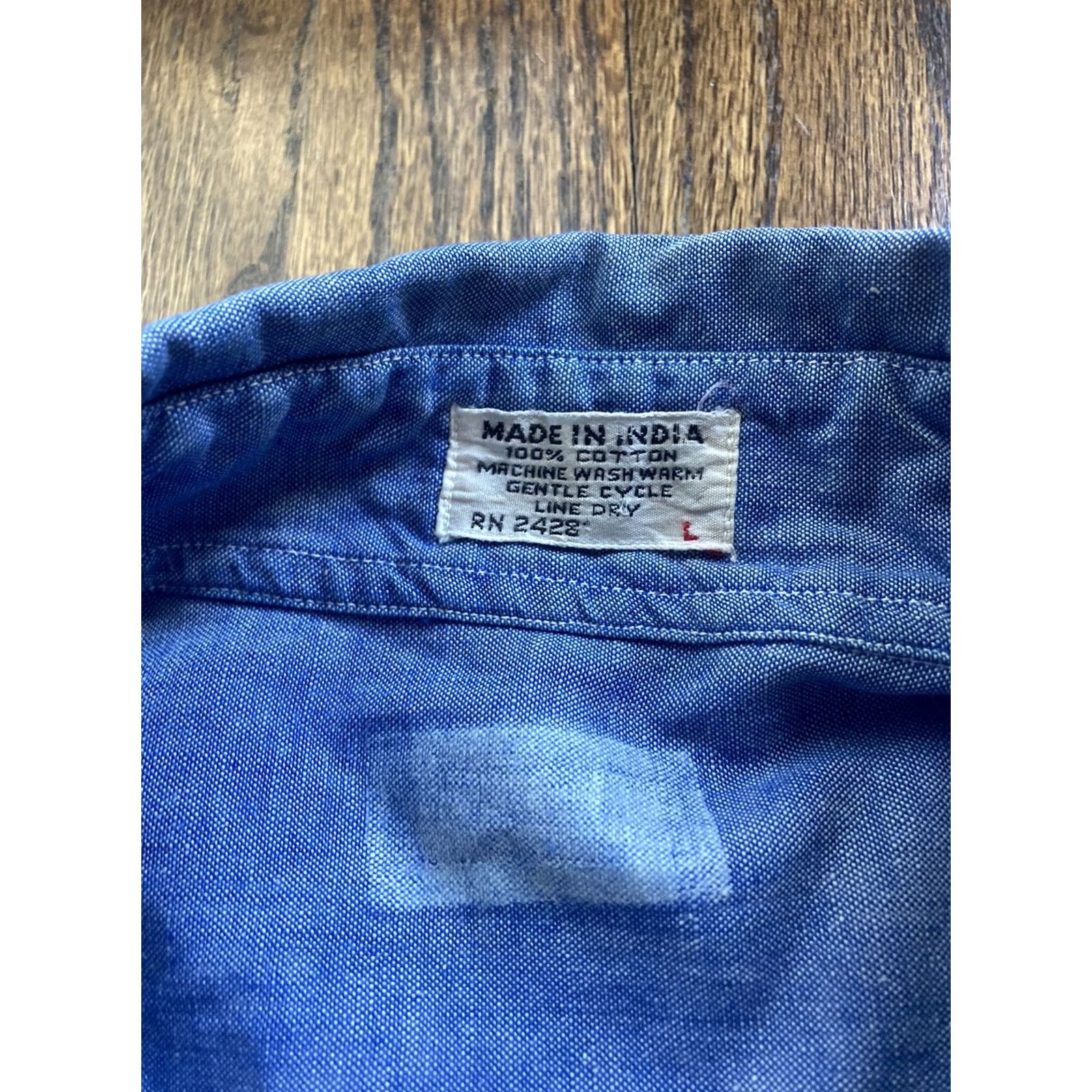 Epaulet VINTAGE Work Shirt Mens Size Large Blue 70s Chambray Uniform Epaulet Long Sleeve Size US L / EU 52-54 / 3 - 4 Thumbnail