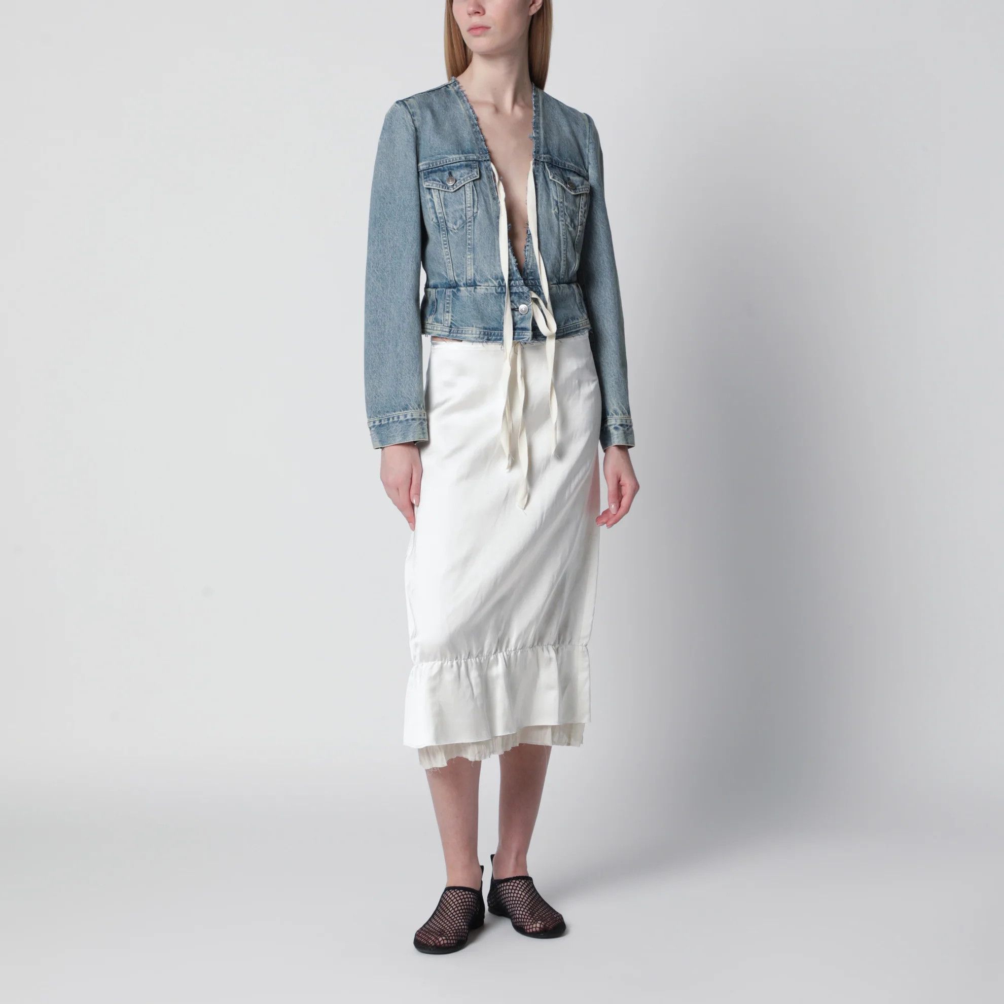 Maison Margiela o1d2blof0426 Cotton Denim Jacket in Light Blue Size M / US 6-8 / IT 42-44 - 1 Thumbnail