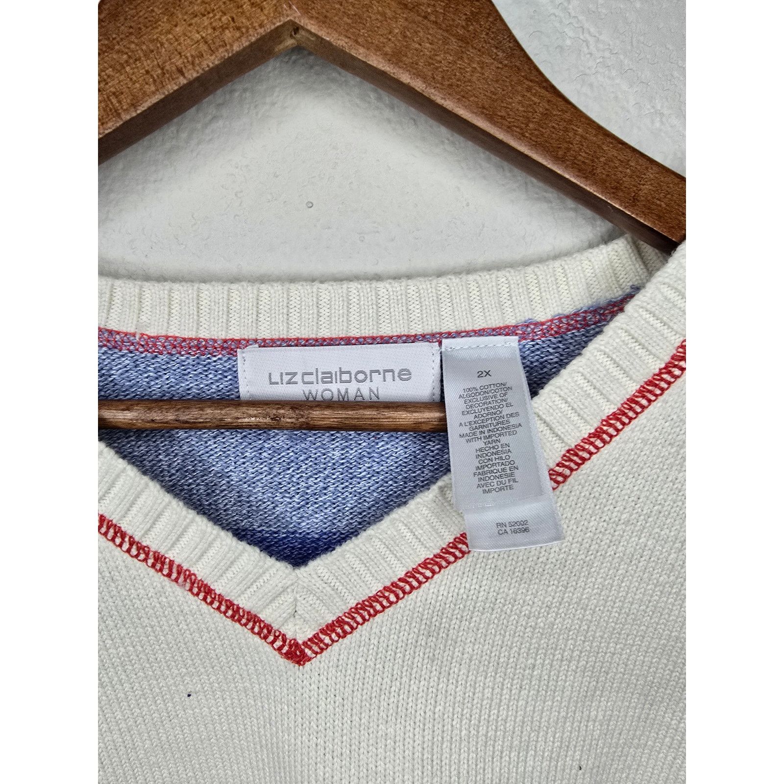 Liz Claiborne Liz Claiborne Sweatshirt Womens 2X Vneck Multicolor Sweater Size L / US 10 / IT 46 - 5 Thumbnail