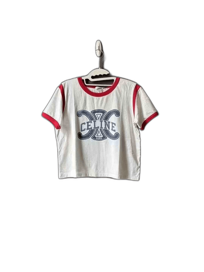 Celine Celine White and Red Short Sleeve Shirt Size XS / US 0-2 / IT 36-38 - 1 Thumbnail