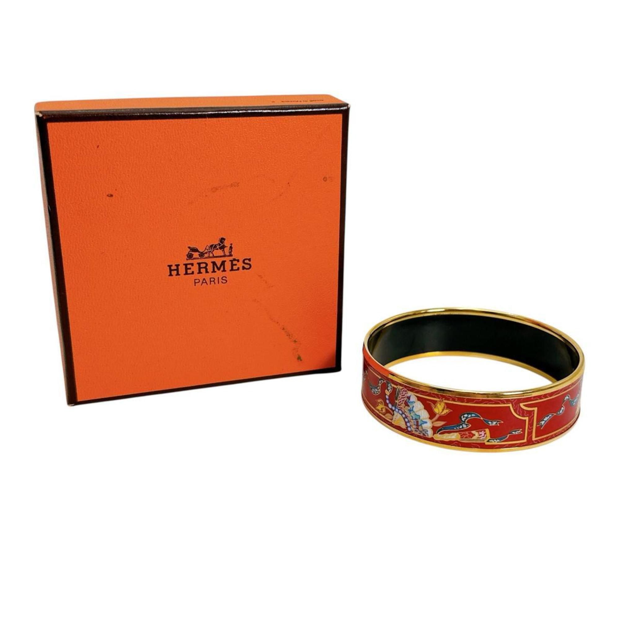Hermes Hermes Bangle Bracelet Emaille GM Other Red x Gold Size ONE SIZE - 1 Thumbnail