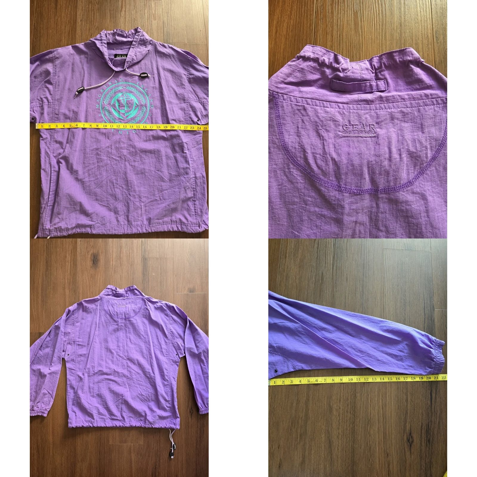 Vintage VINTAGE Mackinac Island Purple Wind Breaker Jacket Unisex Medium-XL 80s 90s GEAR FOR SPORTS Windbreaker Jacket Womens Mens Size M / US 6-8 / IT 42-44 - 8 Thumbnail