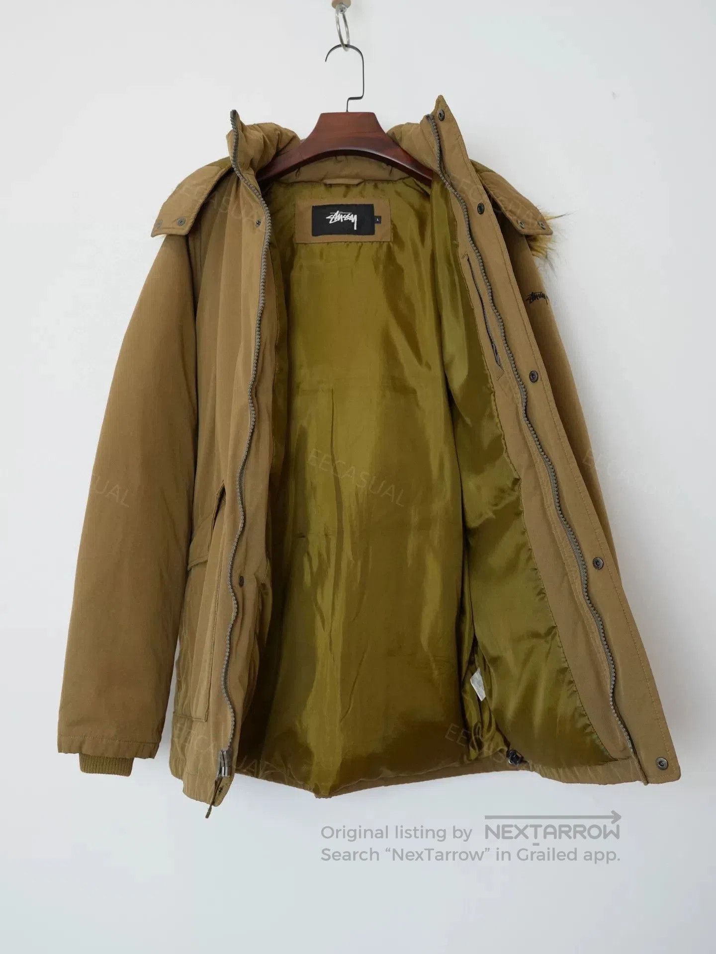 Stussy Stussy Brown Hooded Down Jacket. Size US L / EU 52-54 / 3 - 3 Thumbnail