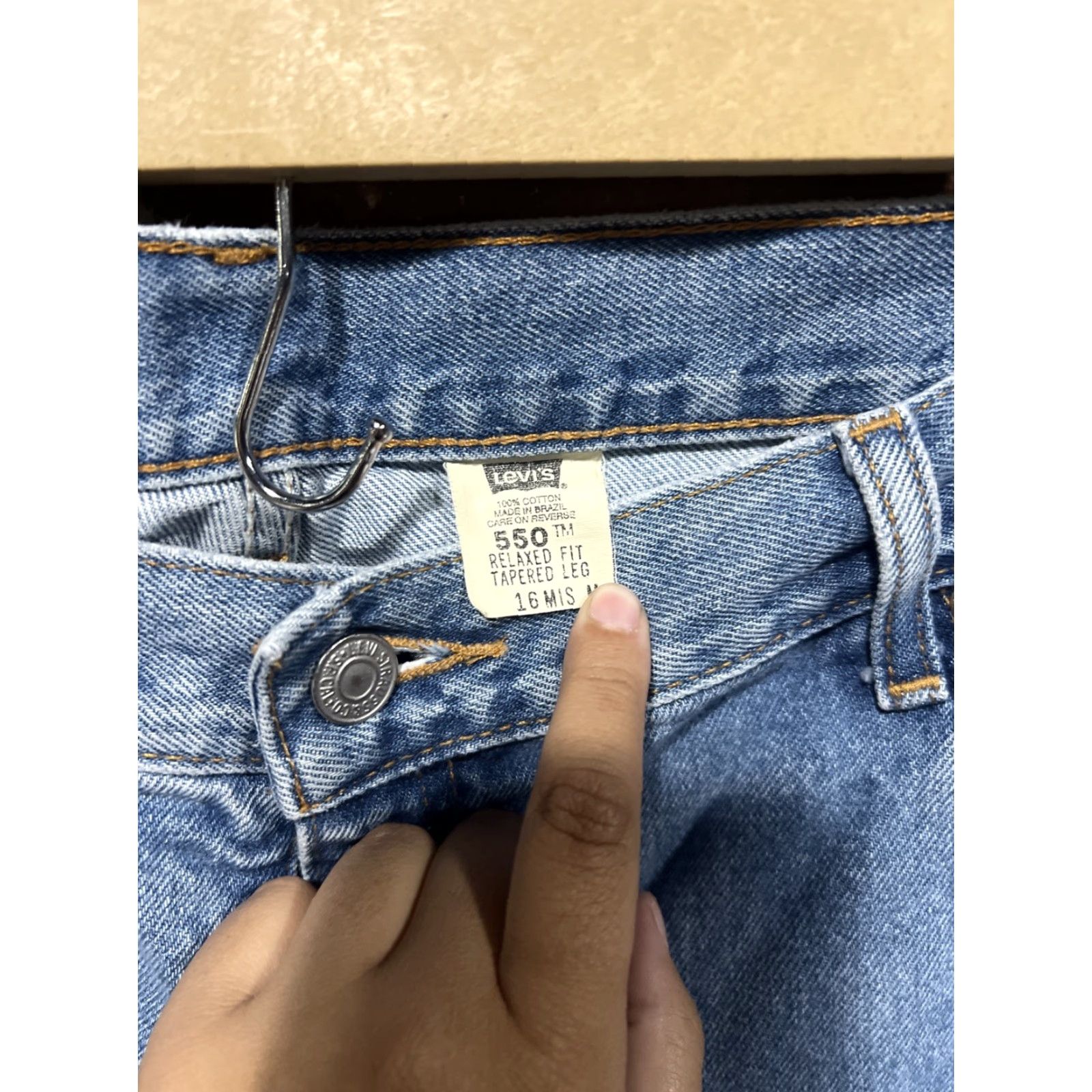 Levi's VINTAGE Levi's 550 Jeans Relaxed Tapered High Waist 16 Blue Women's 90s 30in - 1990s 550 Model Regular Rise Size 38" / US 16 / IT 52 - 2 Thumbnail