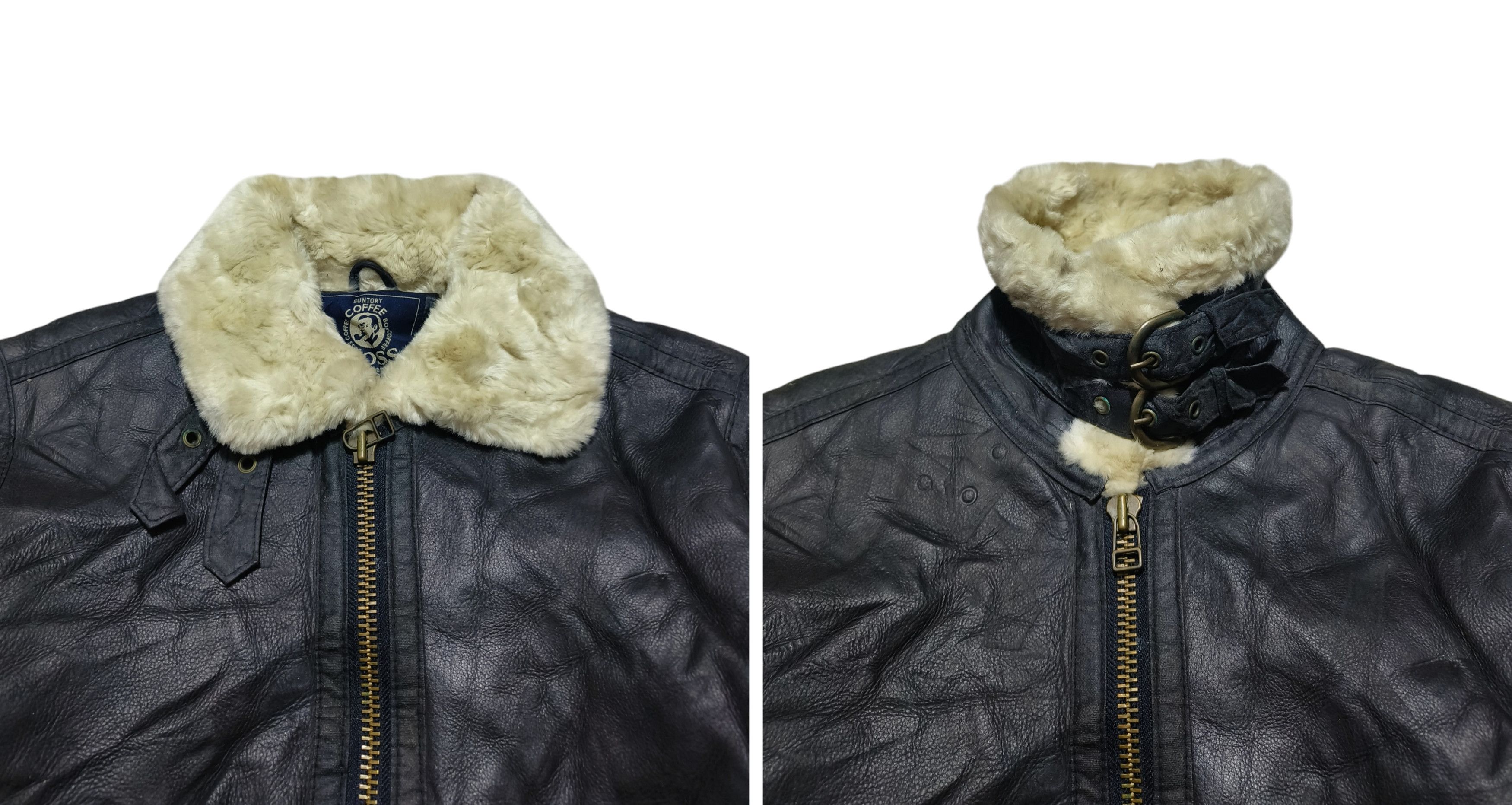 Japanese Brand Vintage Suntory Boss Coffee Shearling Leather Jacket Size US S / EU 44-46 / 1 - 6 Thumbnail