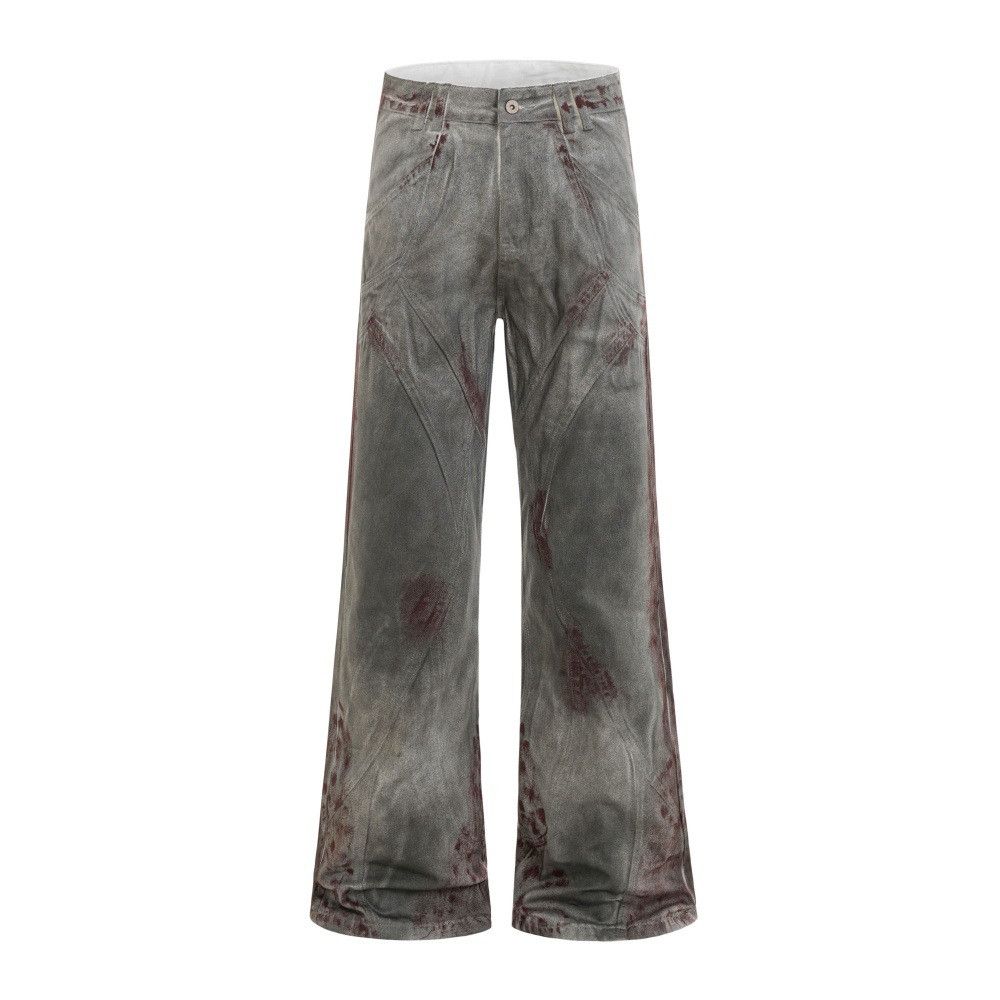Vintage Men's vintage loose wide-leg distressed dirty bootcut jeans Size US 32 / EU 48 - 1 Thumbnail