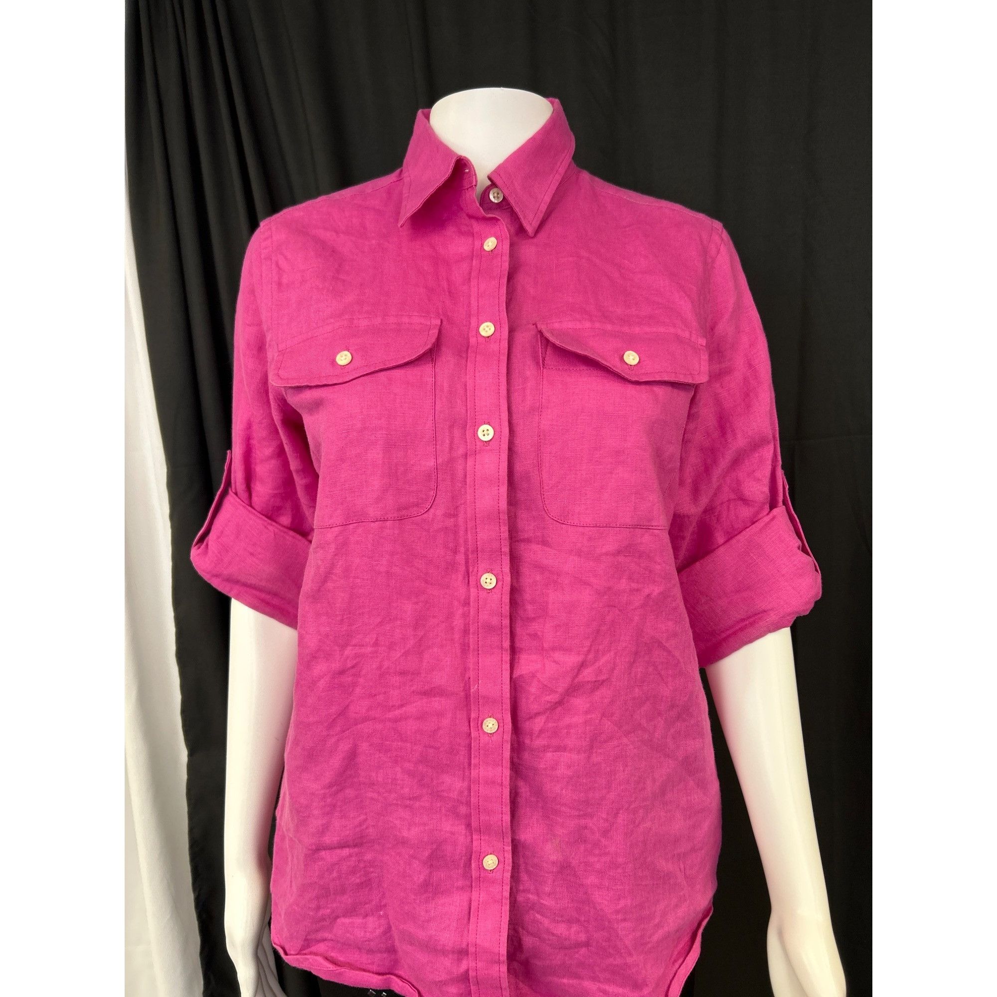 Polo Ralph Lauren Lauren Ralph womens pink linen shirt size S SKU 6978 Size S / US 4 / IT 40 - 1 Thumbnail