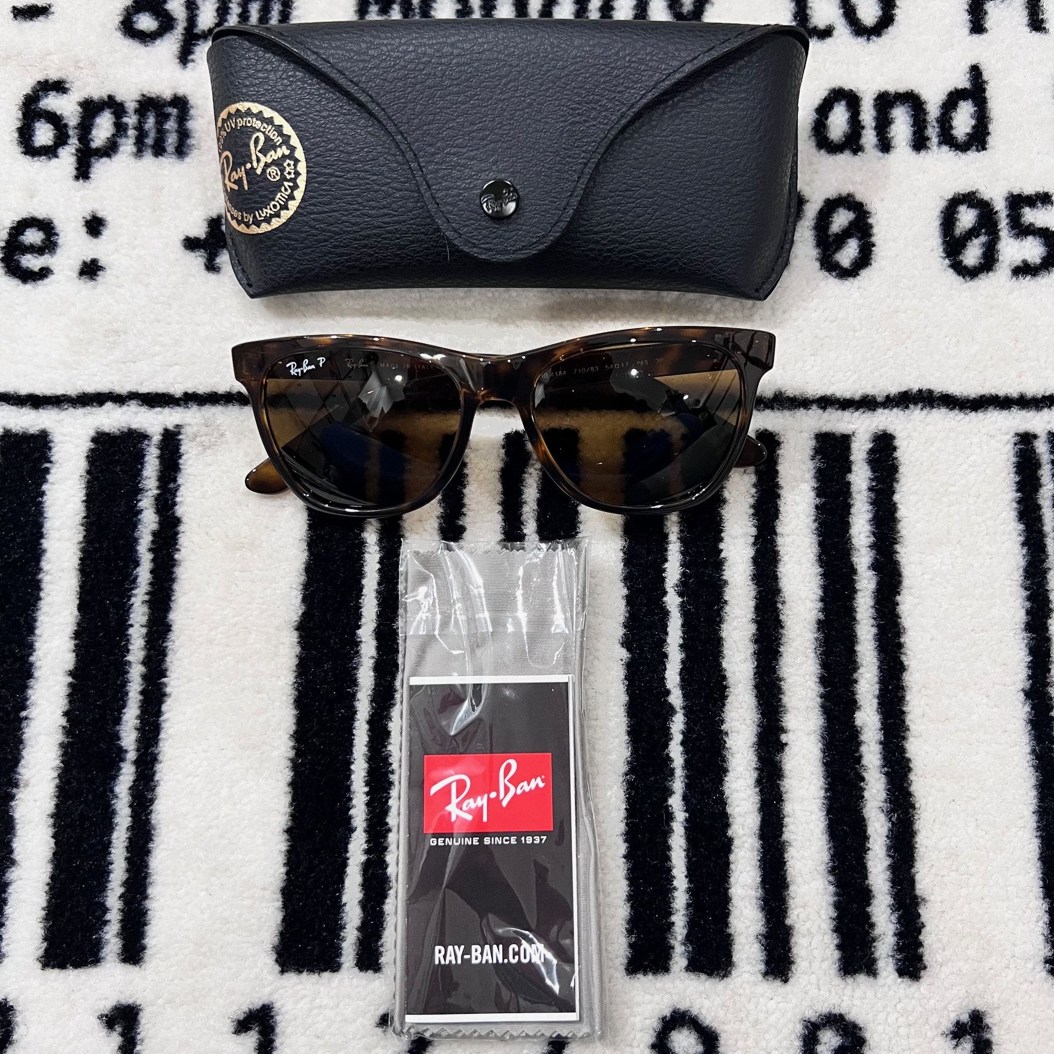 image of Rayban Rb4184 Polished Light Havana Brown Polarized Wayfarer in Brown Tan, Men's