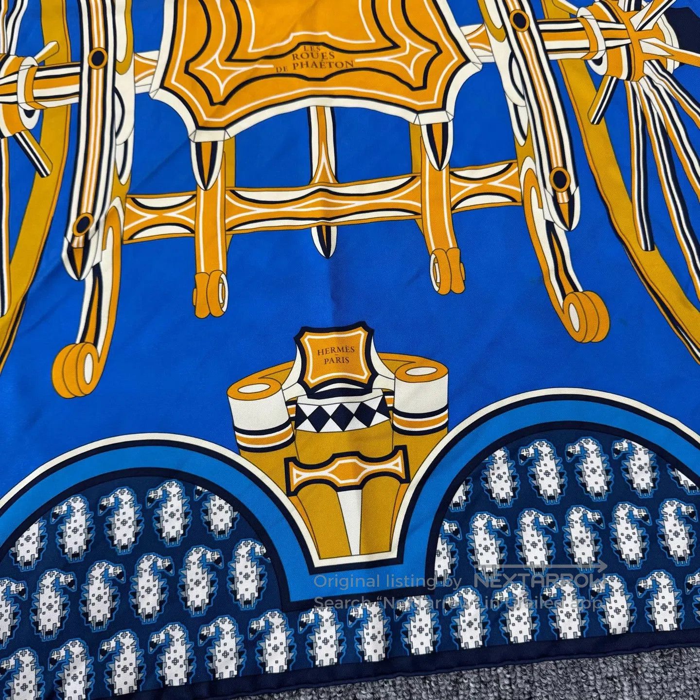 Hermes Hermes Fare's Wheel, Blue Gold, Scarf| Size ONE SIZE - 4 Thumbnail