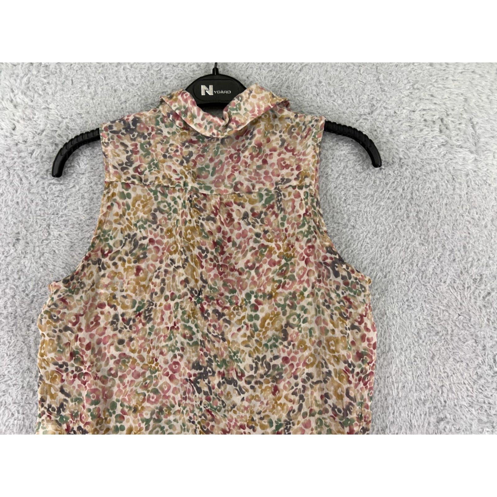 Vintage DNA Couture Shirt Women Medium Beige Floral Print Button Up Sleeveless Polyester Womens Size M / US 6-8 / IT 42-44 - 7 Thumbnail