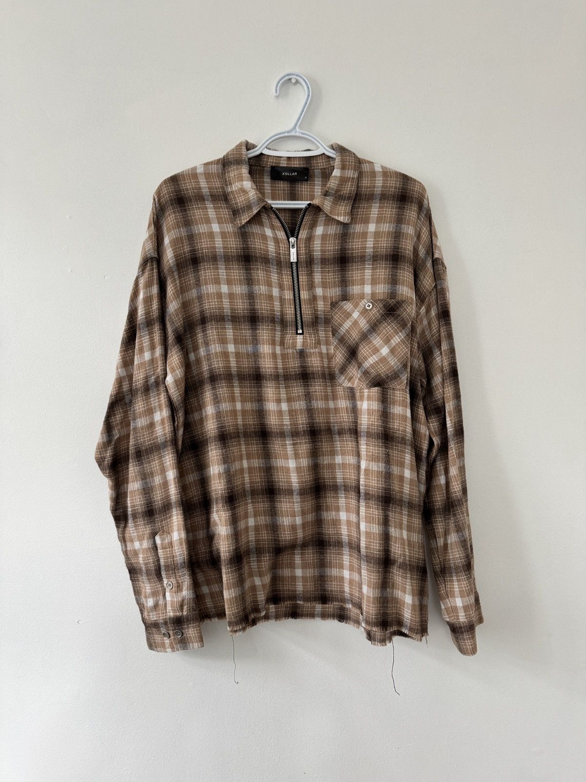 Beige Flannel Kollar Clothing Quarter Zip