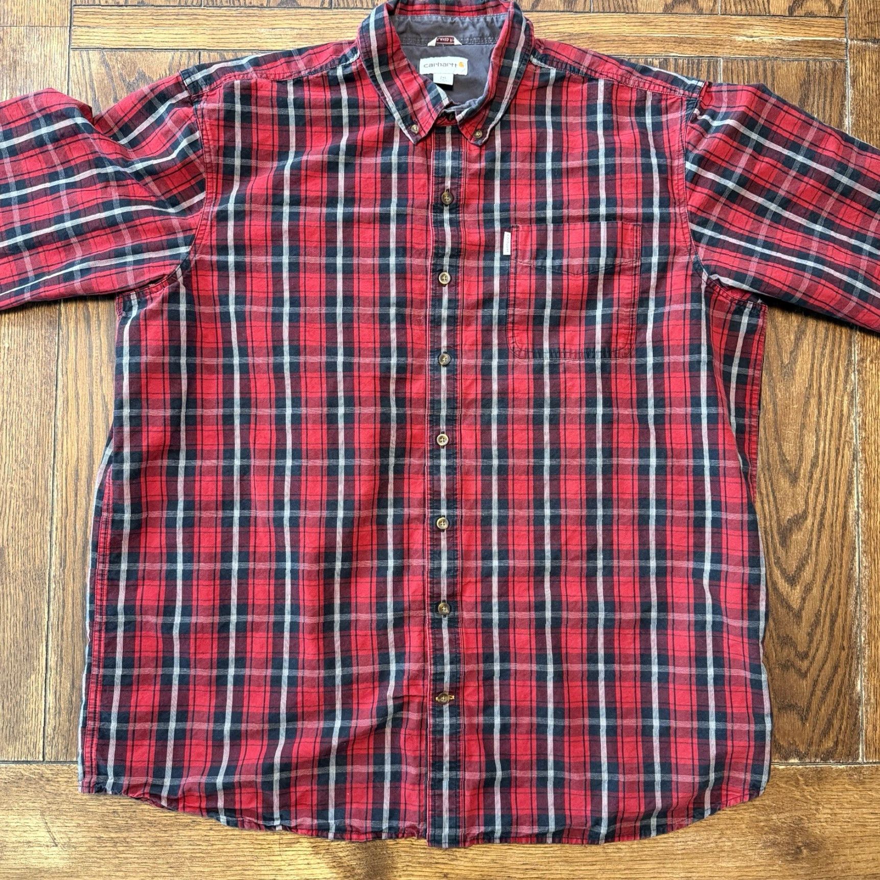 Carhartt Carhartt Shirt Button-Up Plaid Red Black XXL Tall Relaxed Fit Men’s 2XLT Cotton Button Down Casual Workwear Size US XXL / EU 58 / 5 - 2 Thumbnail