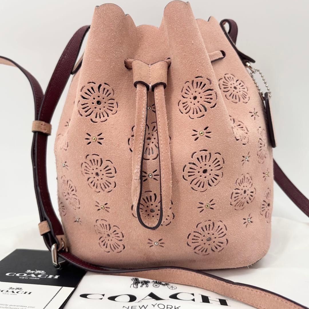 Coach Y2K Tea Rose Coach Suede Bucket Mini Bag Blush Size ONE SIZE - 11 Thumbnail