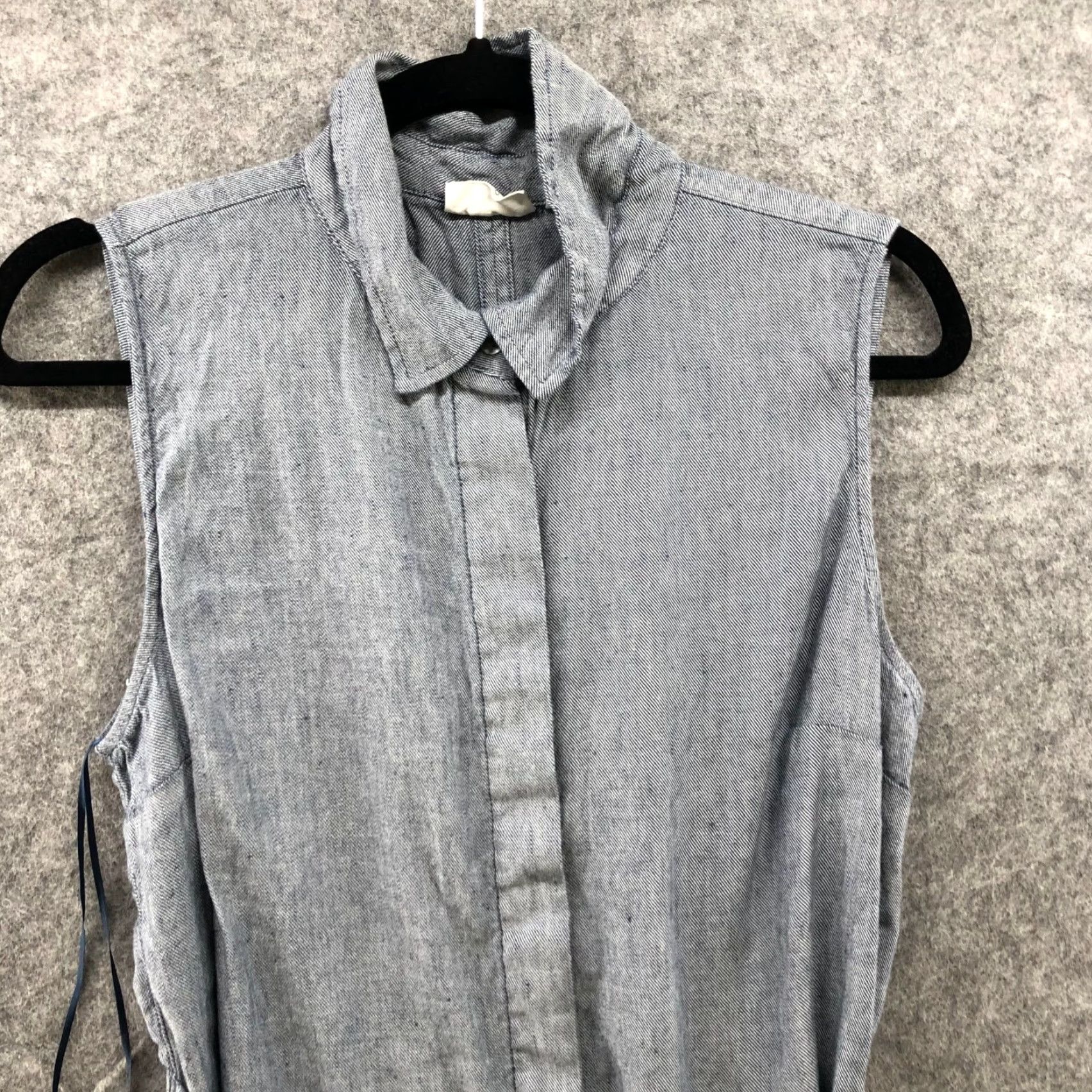 Nicole Miller VINTAGE Nicole Miller Linen Blend Shirt Dress Women Size 4 Sleeveless Mini Tie Waist Blue Casual Spring Summer Size S / US 4 / IT 40 - 3 Thumbnail
