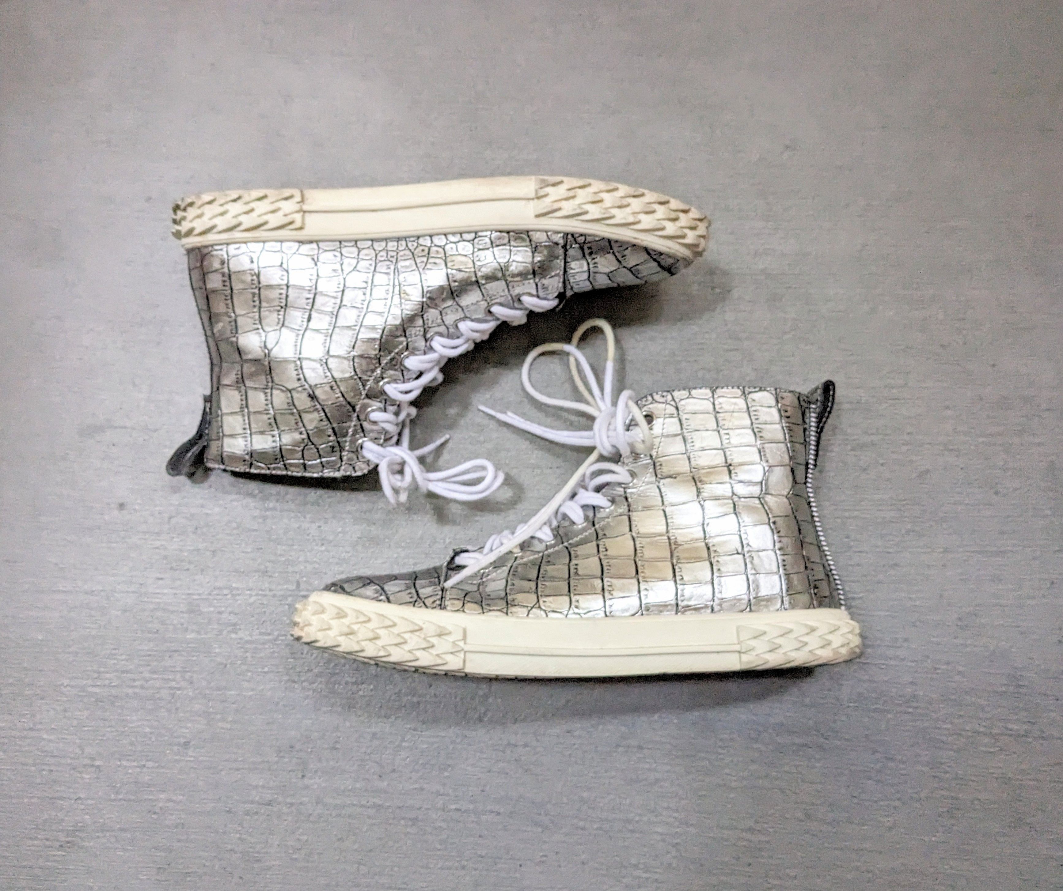 Giuseppe Zanotti Giuseppe Zanotti Sneakers Silver Crocodile Embossed High Top Size US 10 / EU 43 - 1 Thumbnail