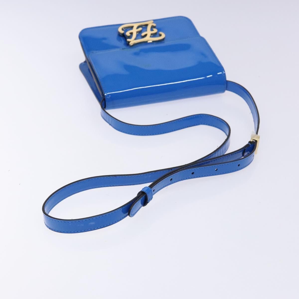 Fendi FENDI Curligraphy Shoulder Bag Patent Leather Blue Size ONE SIZE - 7 Thumbnail