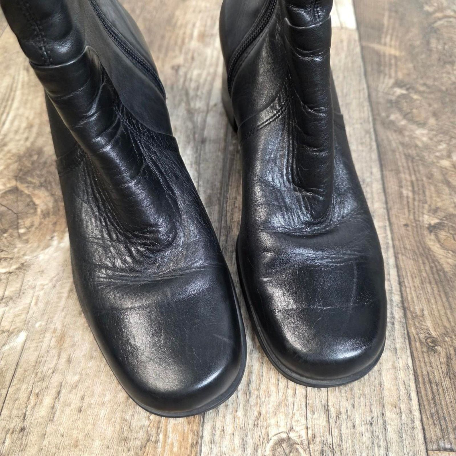 Vintage Vintage 90s Black Boots Leather Block Heel Women's 10 Size US 10 / IT 40 - 4 Thumbnail