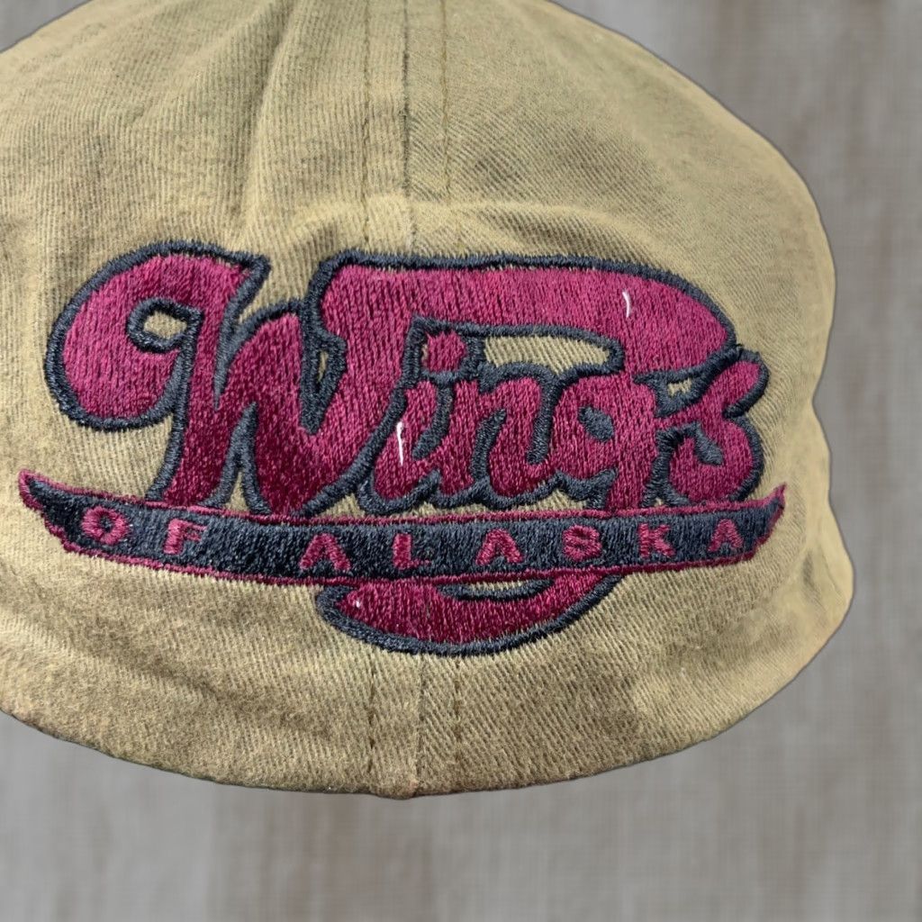 Vintage VINTAGE Wings Of Alaska Hat Cap Snapback Made In USA Green Red Plaid 90s Faded Size ONE SIZE - 1 Thumbnail