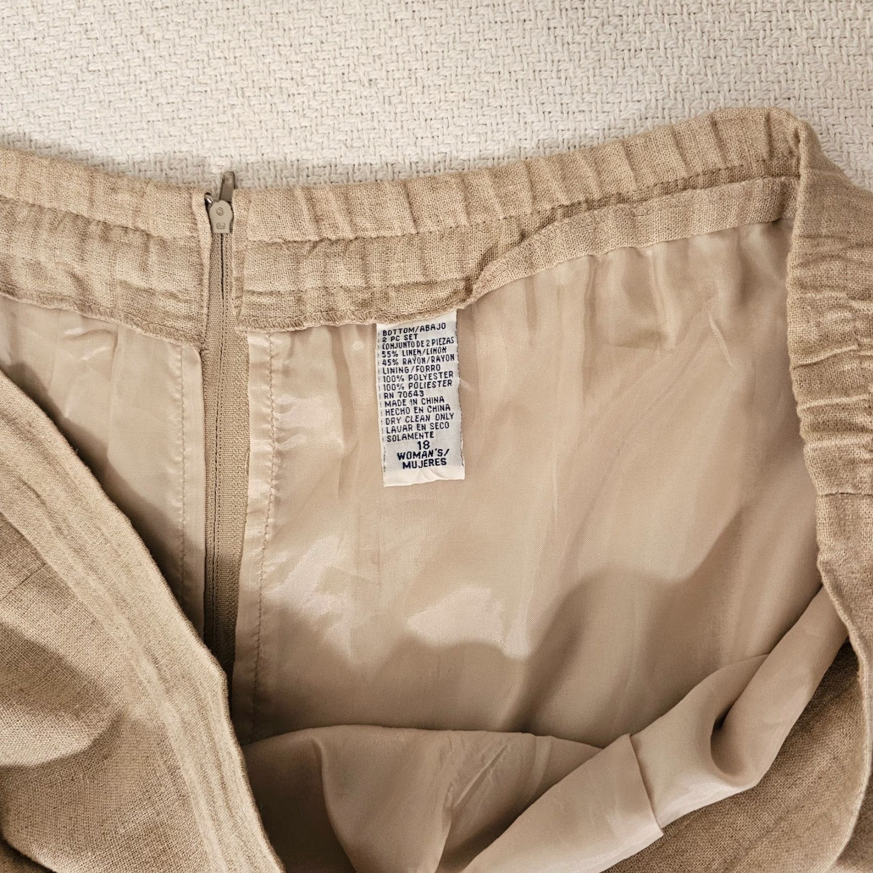 Vintage Jessica Howard Linen Blend Midi Skirt Beige Plus Size 18 Women’s Skirt Suit Beige 18 Plus Women’s Size 40" / US 18 - 3 Thumbnail