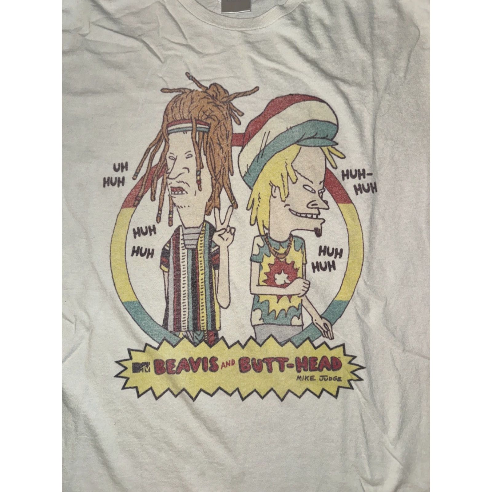 Vintage VINTAGE Beavus And Butt-Head Rasta T-Shirt White L Mens Regular 20X25 Beavus And Butt-Head T-Shirt White 20X25 Size US L / EU 52-54 / 3 - 2 Thumbnail