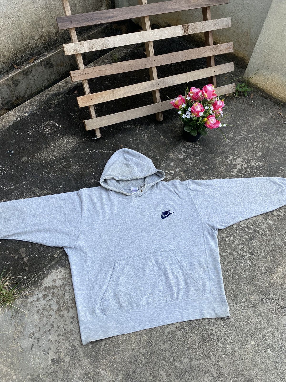 Nike × Vintage Vintage 90s Nike Hoodie Embroidery Logo Size US L / EU 52-54 / 3 - 1 Thumbnail