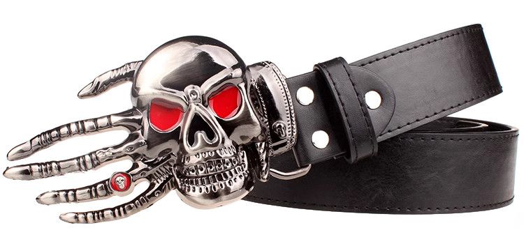 Designer Skull Punk Vintage Belt Riveted Belts Menswear Accessories Size ONE SIZE - 6 Thumbnail