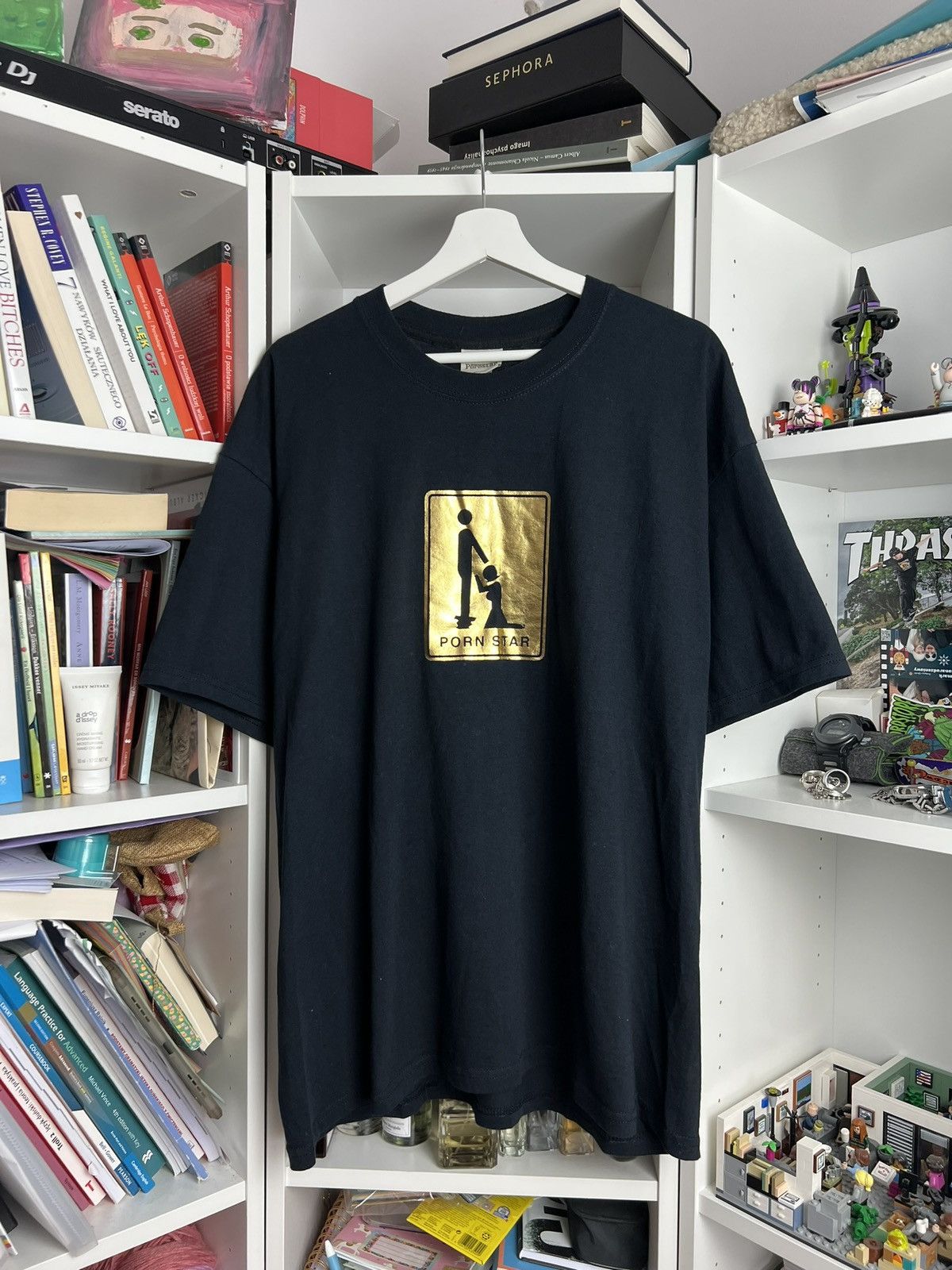 Vintage Y2K Pornstar Box logo black t-shirt tee skate 90s
