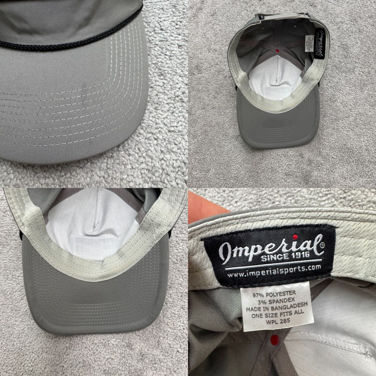 Imperial Imperial Golf Hat Cap Mens Gray Rope Snapback OSFA Size ONE SIZE - 8 Thumbnail