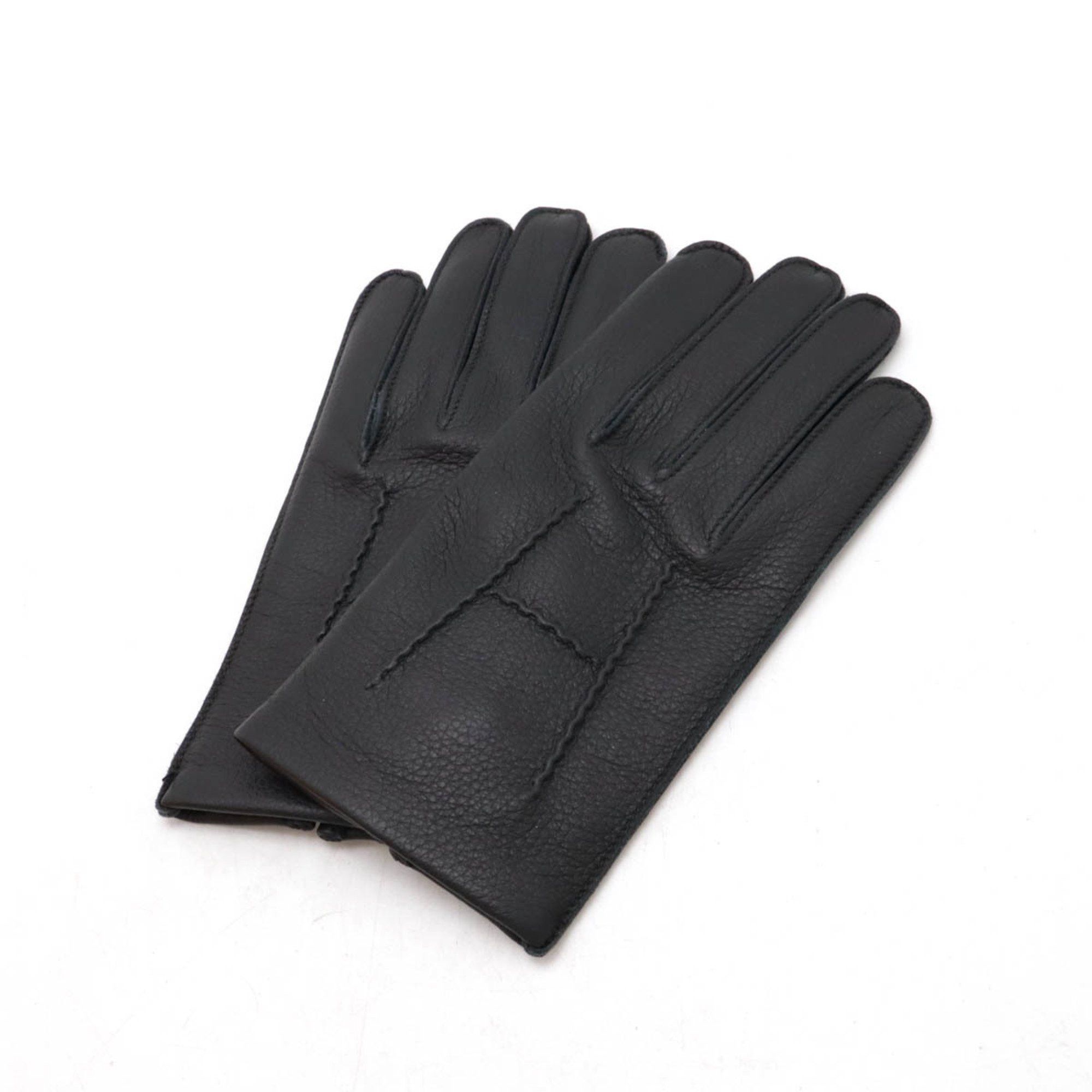 Hermes HERMES H Stitch Deerskin Gloves Leather Black #8 Size ONE SIZE - 1 Thumbnail