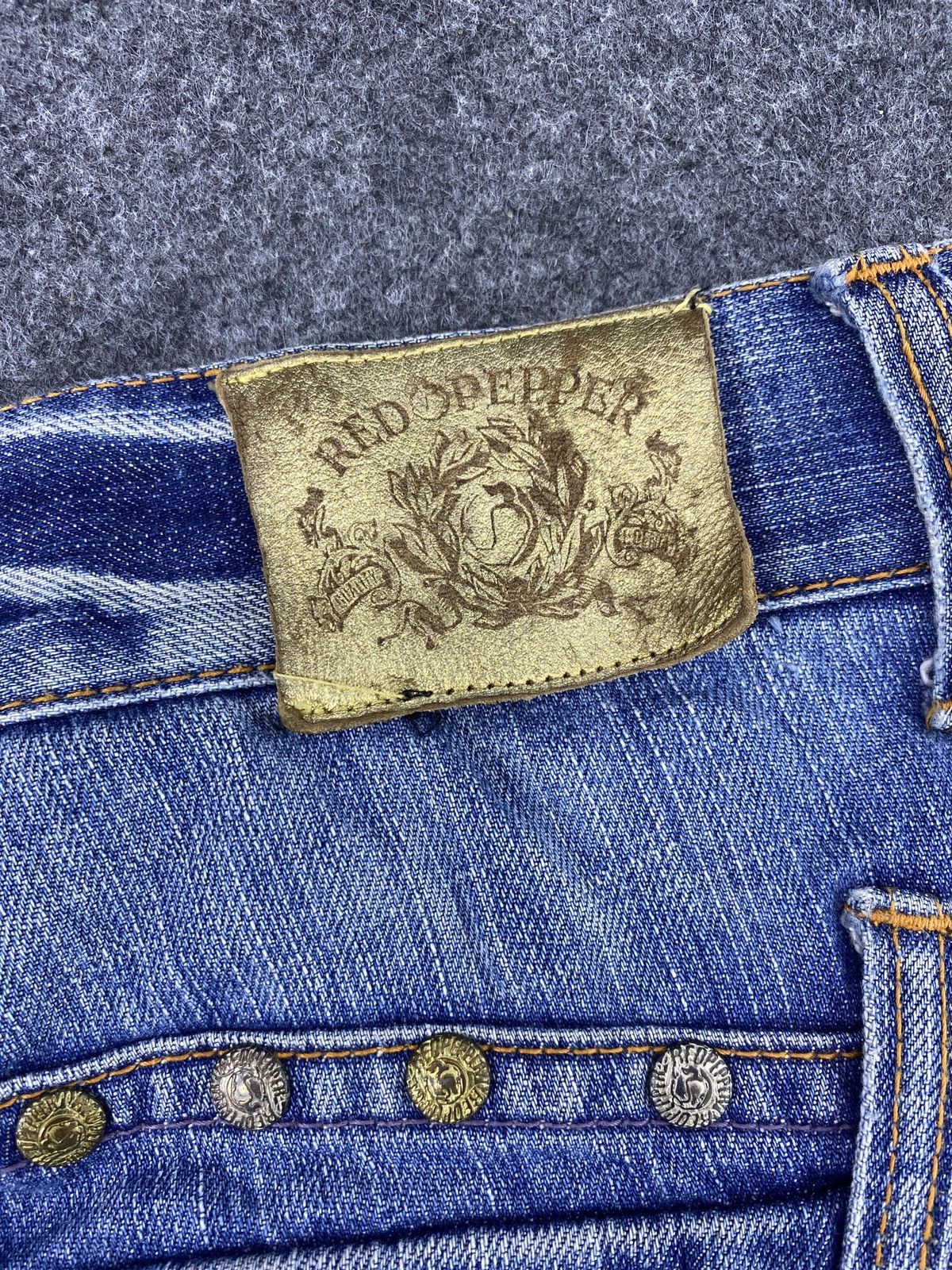Japanese Brand Red Pepper Distress Blue Wash Denim - J971 Size US 37 - 11 Thumbnail