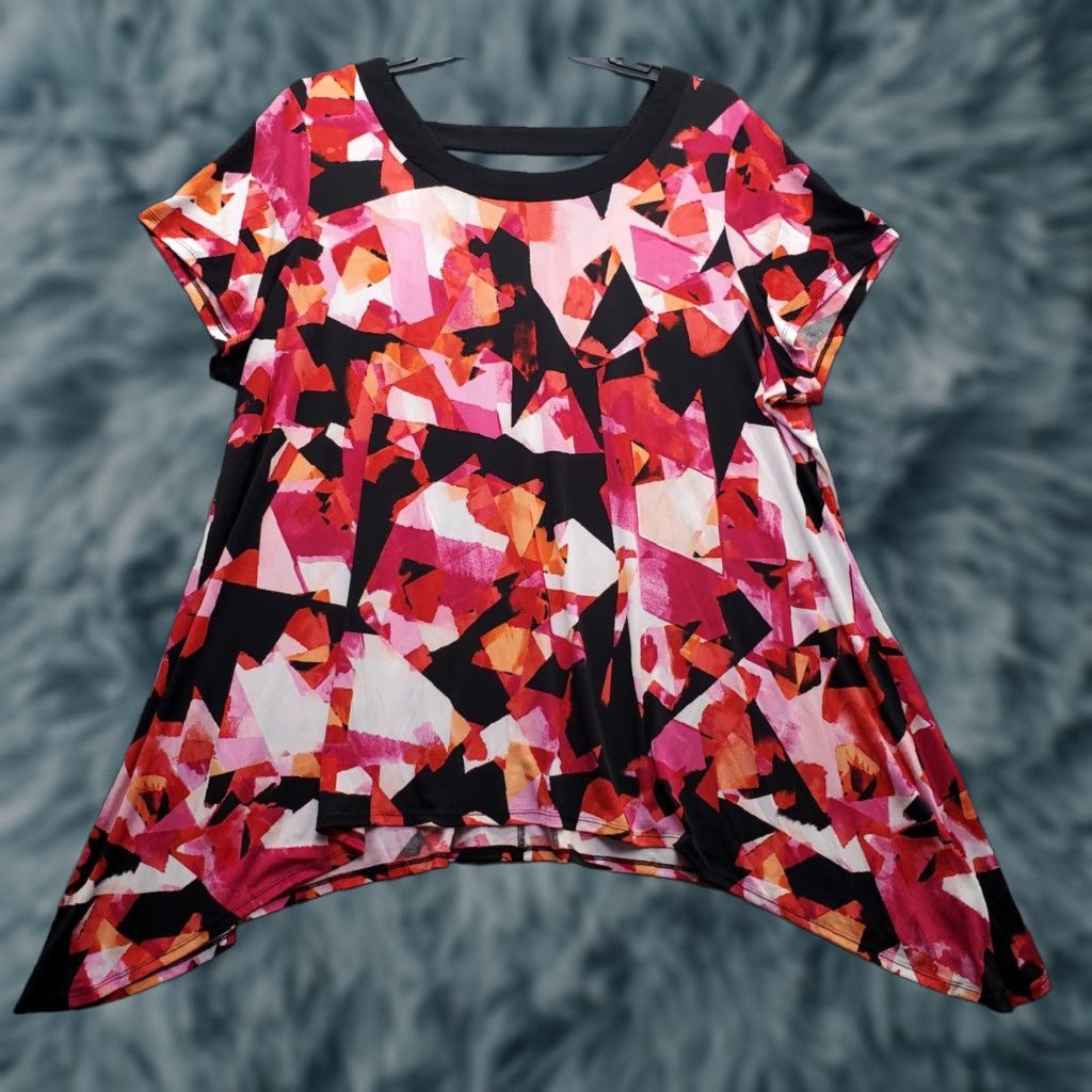 Avenue Avenue Blouse Women 26 Multicolor Abstract Print Stretch Asymmetrical Hem Shirt Women Size 26 Size 4XL / US 24-26 - 1 Thumbnail