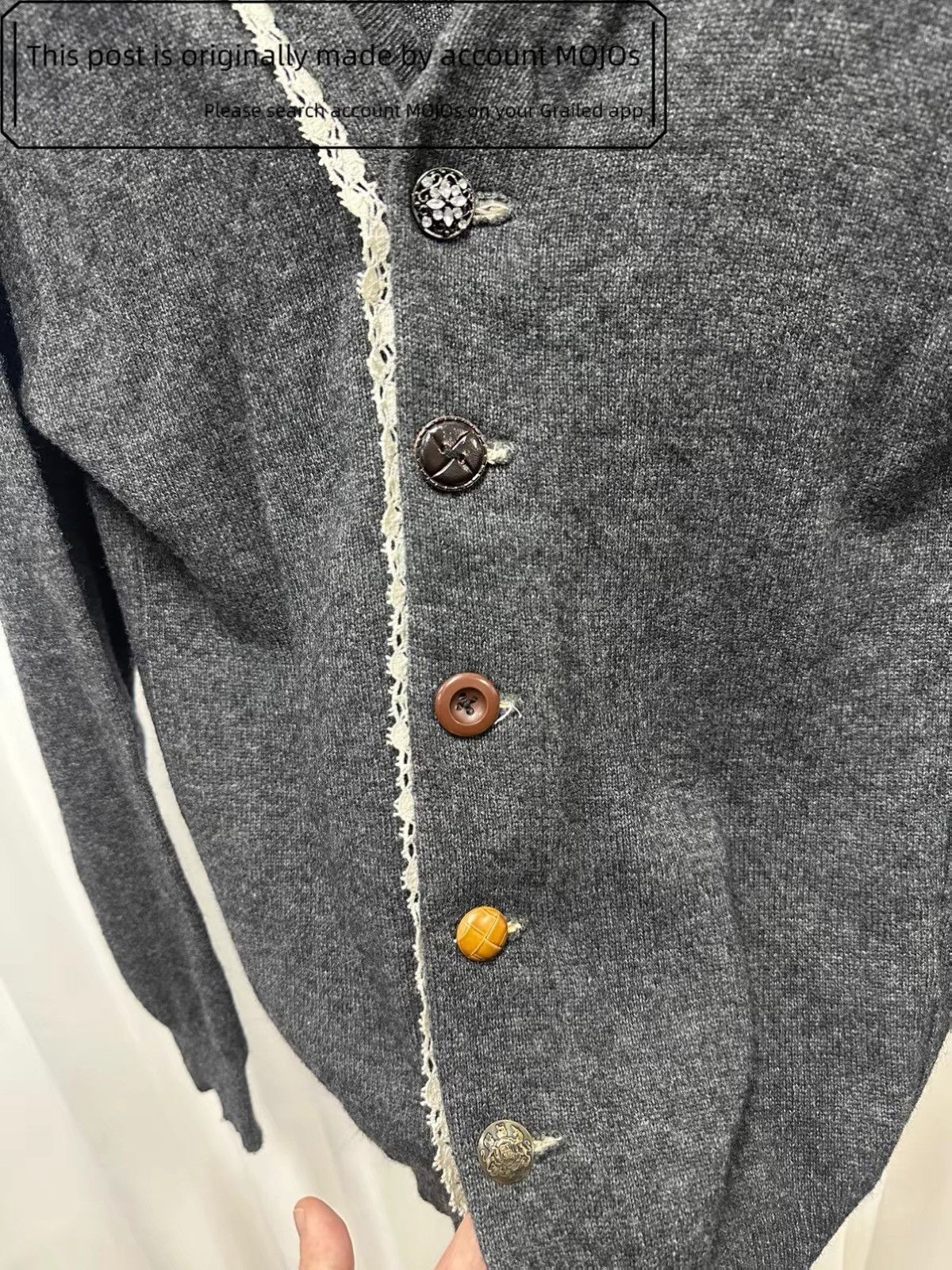 Geoffrey B. Small Sz S Geoffrey B Small Lace Edge Button Up Cardigan mojos2041 Size US S / EU 44-46 / 1 - 4 Thumbnail